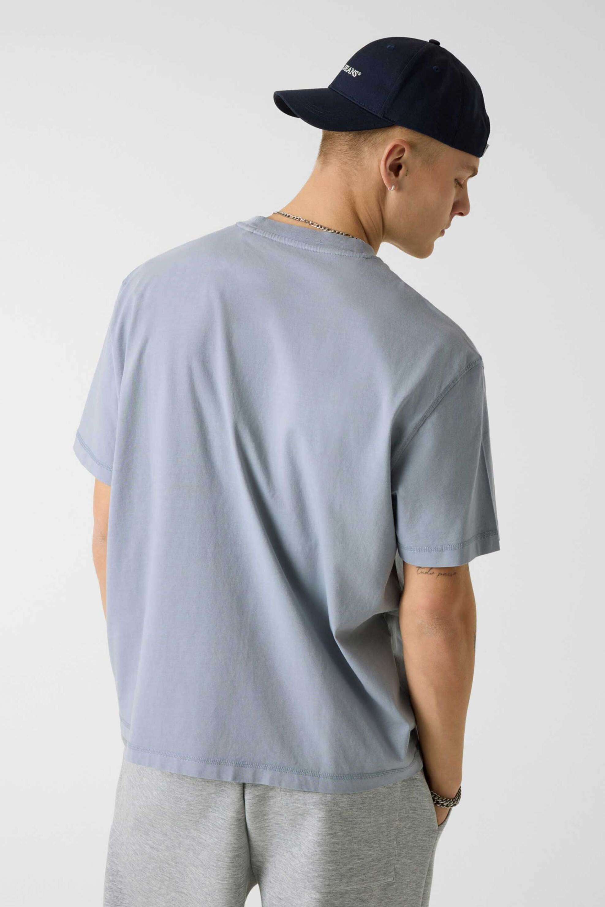 Guess Ανδρικό T-Shirt με Print Oversized Fit - M6Yi14K3945 Μπλε Ανοιχτό