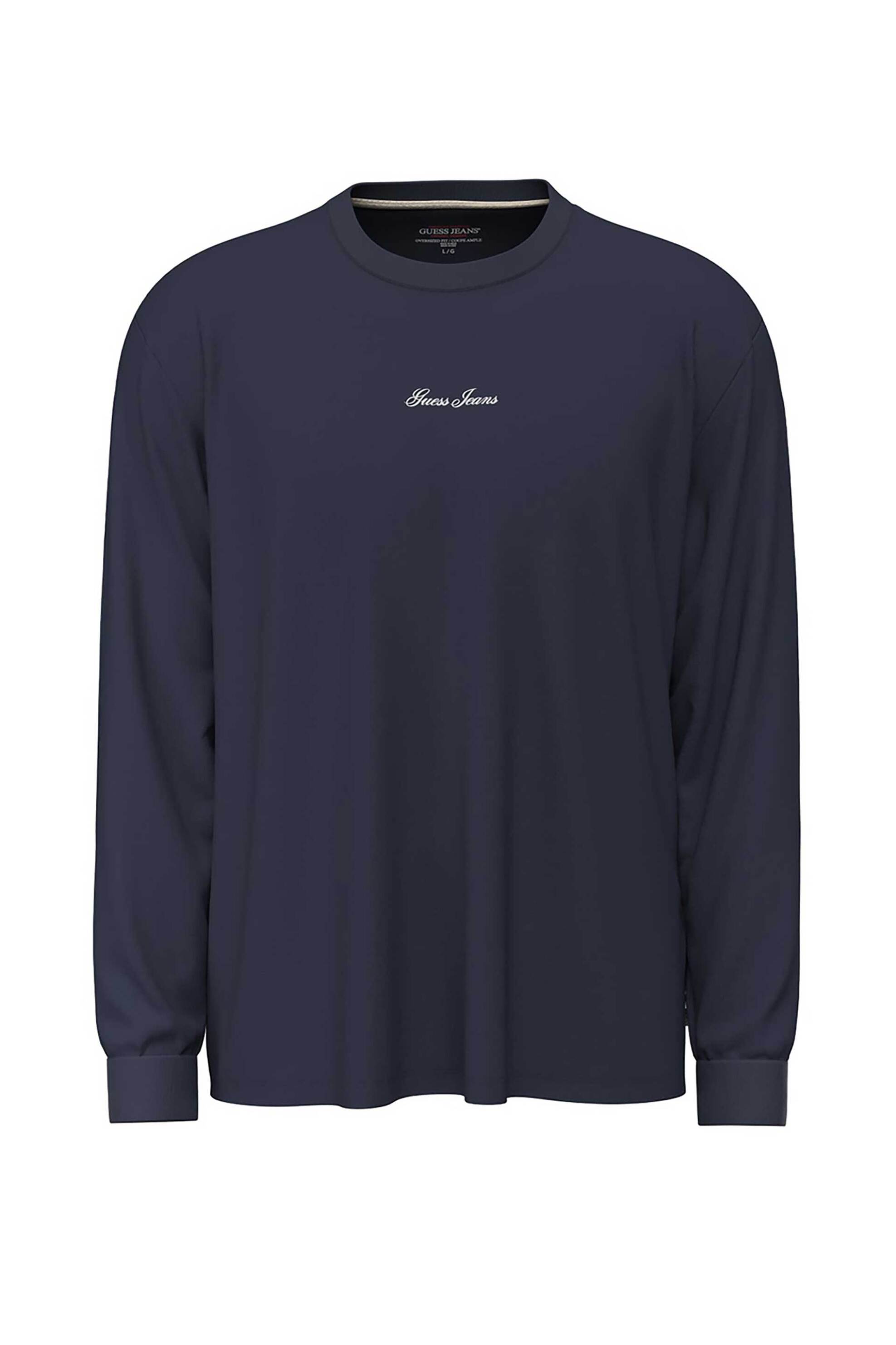 Guess ανδρική μπλούζα φούτερ με λογότυπο Oversized Fit - M6YI30K4181 Μπλε Navy