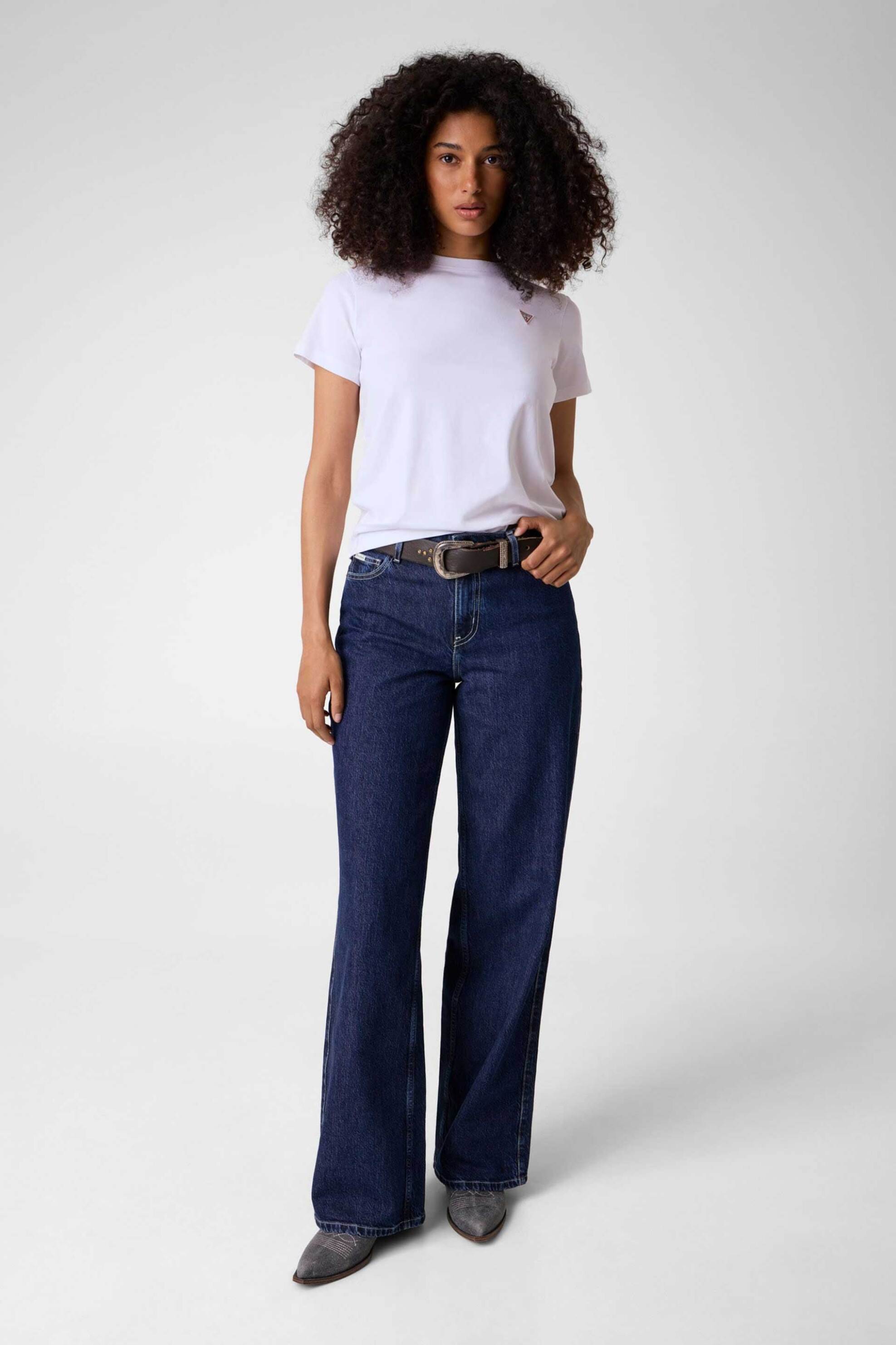 Guess γυναικείο τζιν παντελόνι πεντάτσεπο Wide Leg - W6YA01D1178 Denim Blue Σκούρο