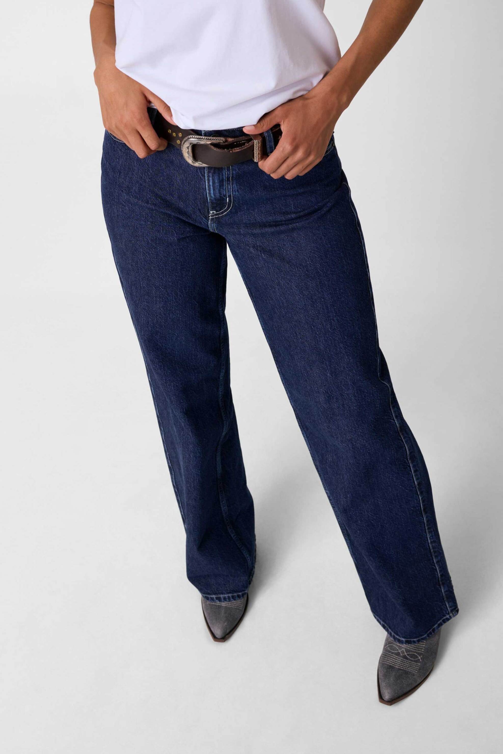 Guess γυναικείο τζιν παντελόνι πεντάτσεπο Wide Leg - W6YA01D1178 Denim Blue Σκούρο