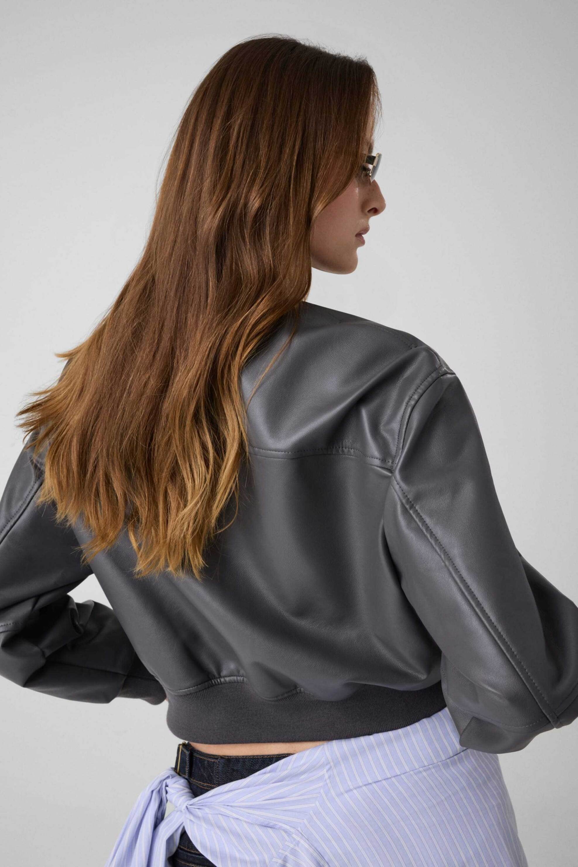 Guess Γυναικείο Bomber Jacket Faux Leather - W6Yl01W2525 Ανθρακί
