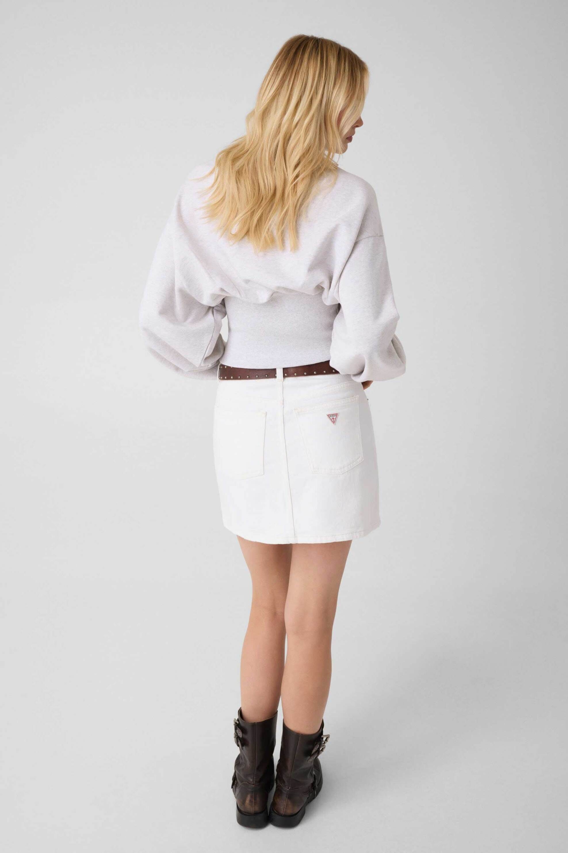 Guess Γυναικεία Μπλούζα Φούτερ με Λογότυπο Relaxed Fit - W6Yq08K3866 Γκρι Ανοιχτό