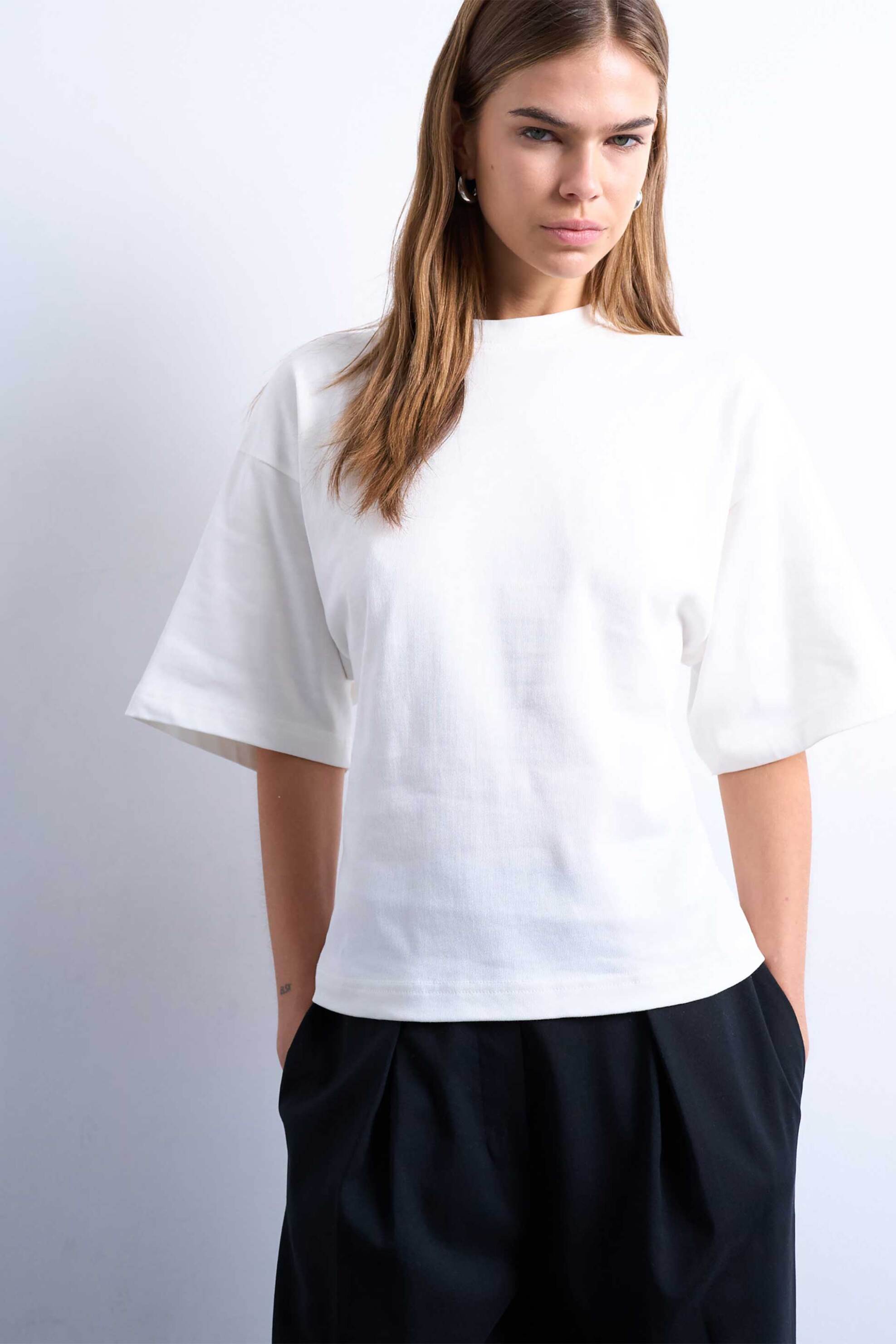 Topshop γυναικεία μπλούζα με έντονους ώμους "Gua" - 31001097 Λευκό