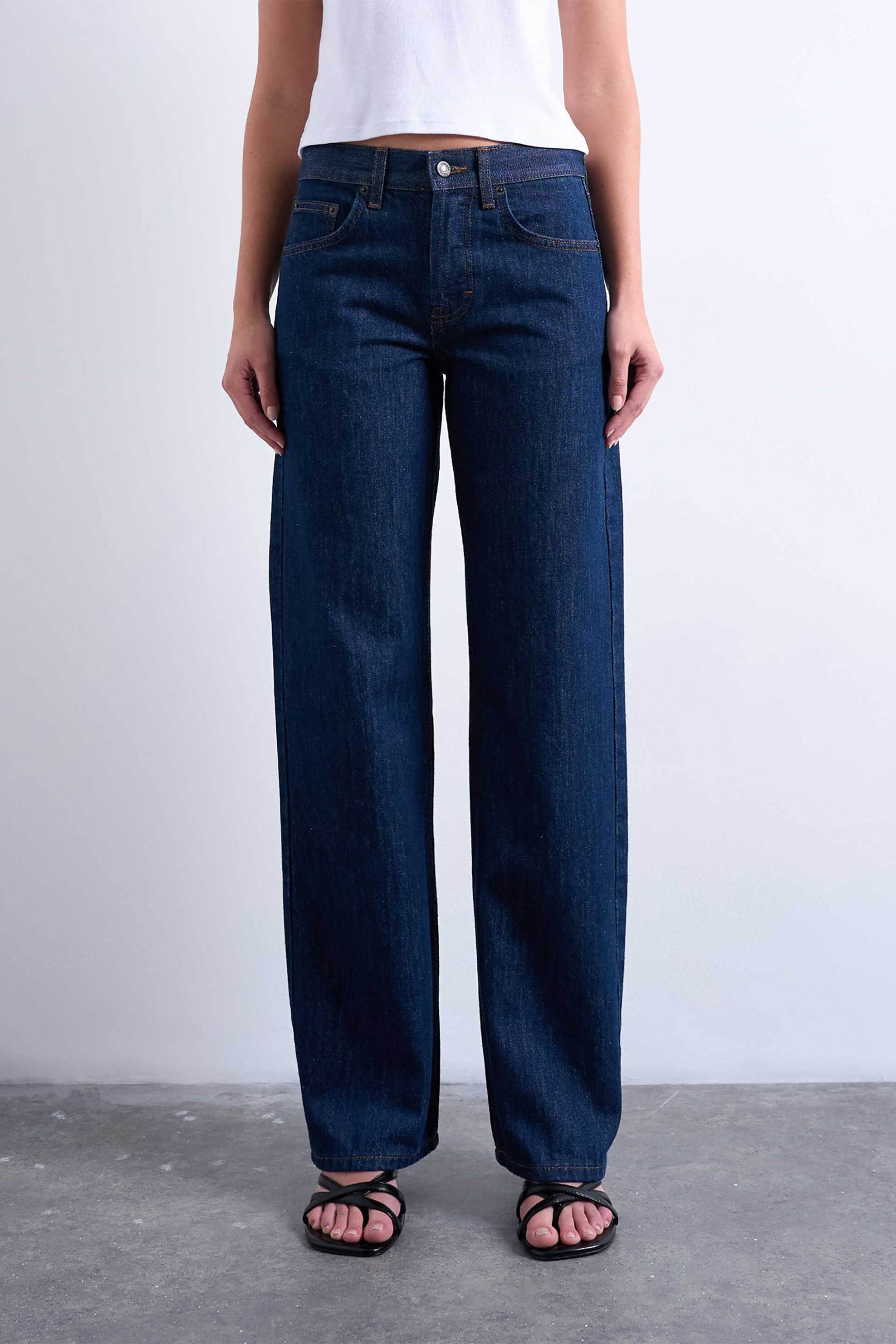 Topshop γυναικείο χαμηλόμεσο τζιν παντελόνι Wide Fit 