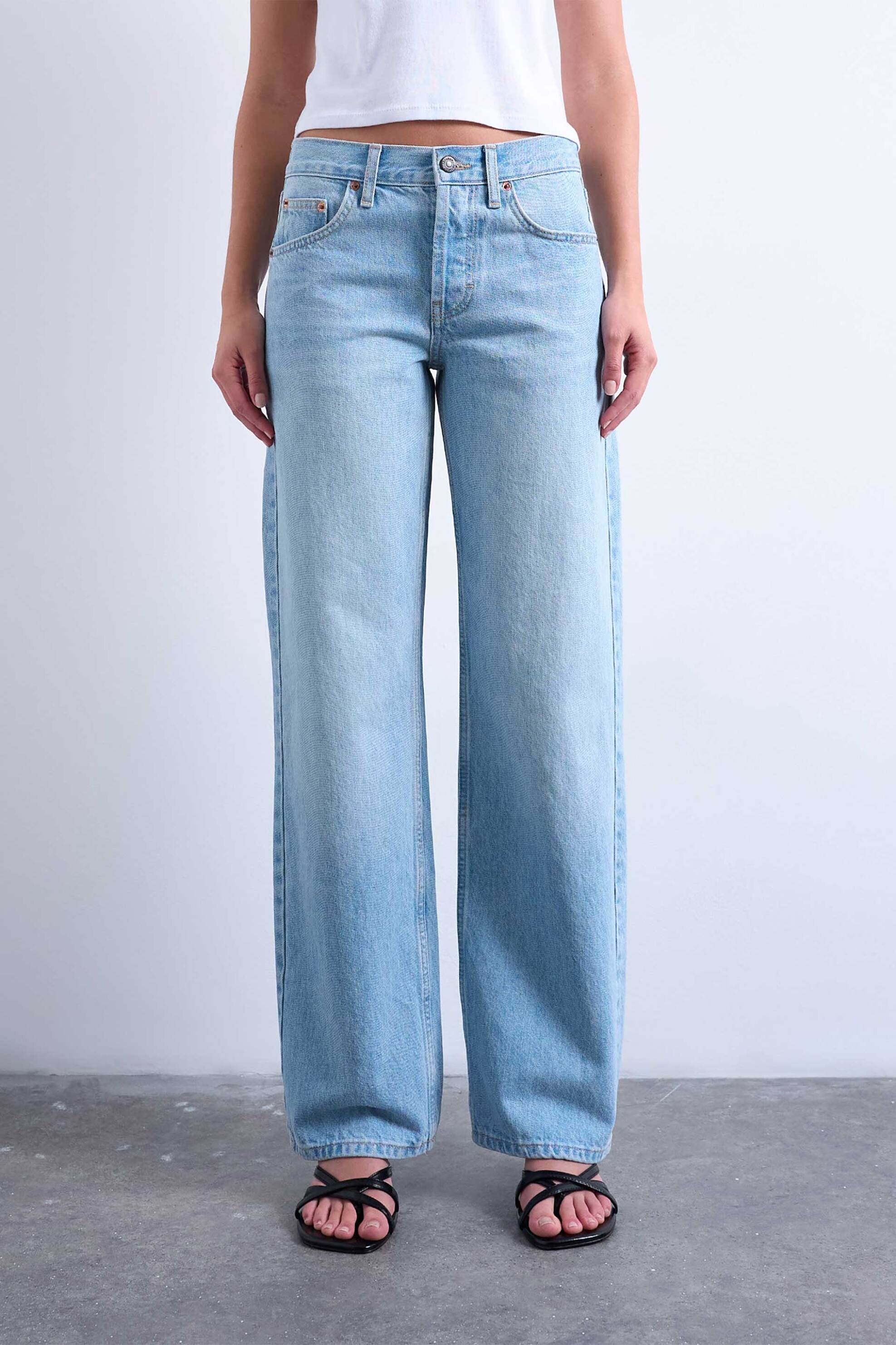 Topshop γυναικείο χαμηλόμεσο τζιν παντελόνι Wide Fit "Tsember" - 31000243 Denim Blue