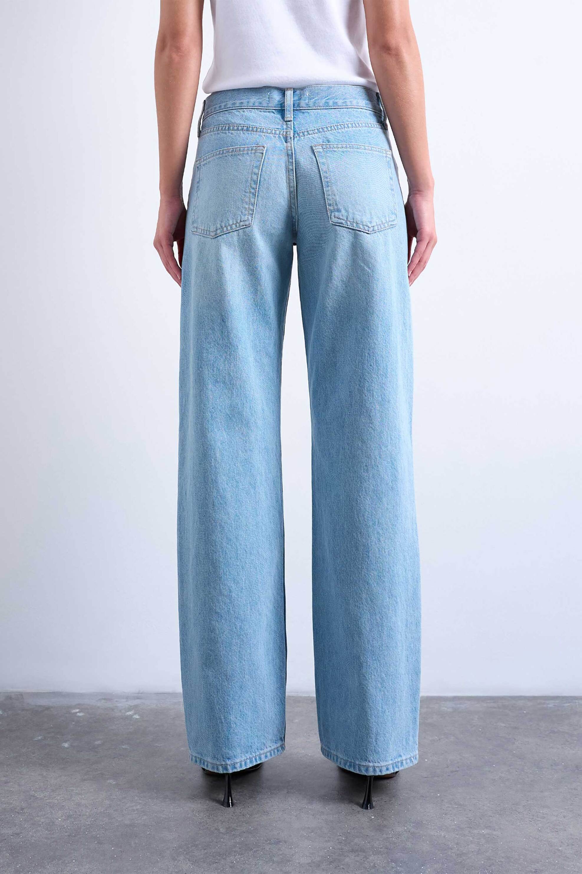 Topshop Γυναικείο Χαμηλόμεσο Τζιν Παντελόνι Wide Fit Tsember - 31000243 Denim Blue