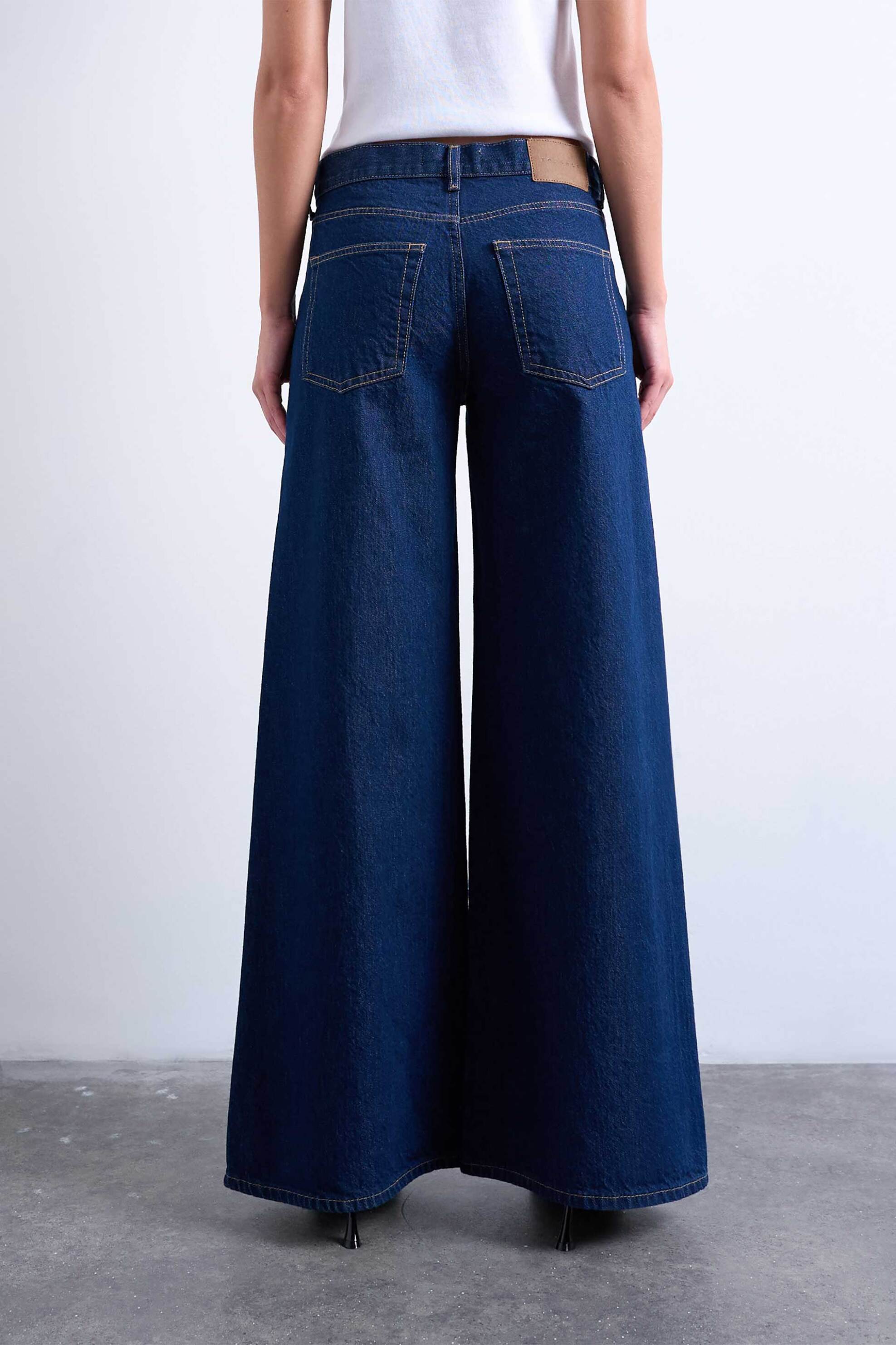 Topshop Γυναικείο Τζιν Παντελόνι Wide Fit Tsclara - 31000698 Denim Blue Σκούρο