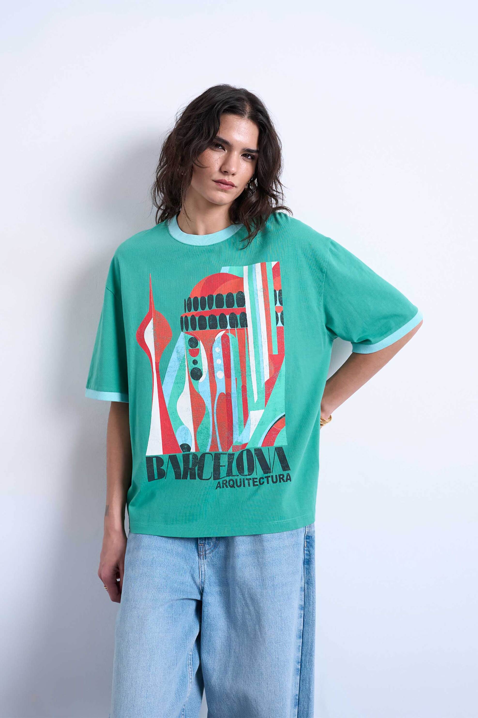 Topshop γυναικείο T-shirt με print "Tsemily" - 31000819 Πράσινο