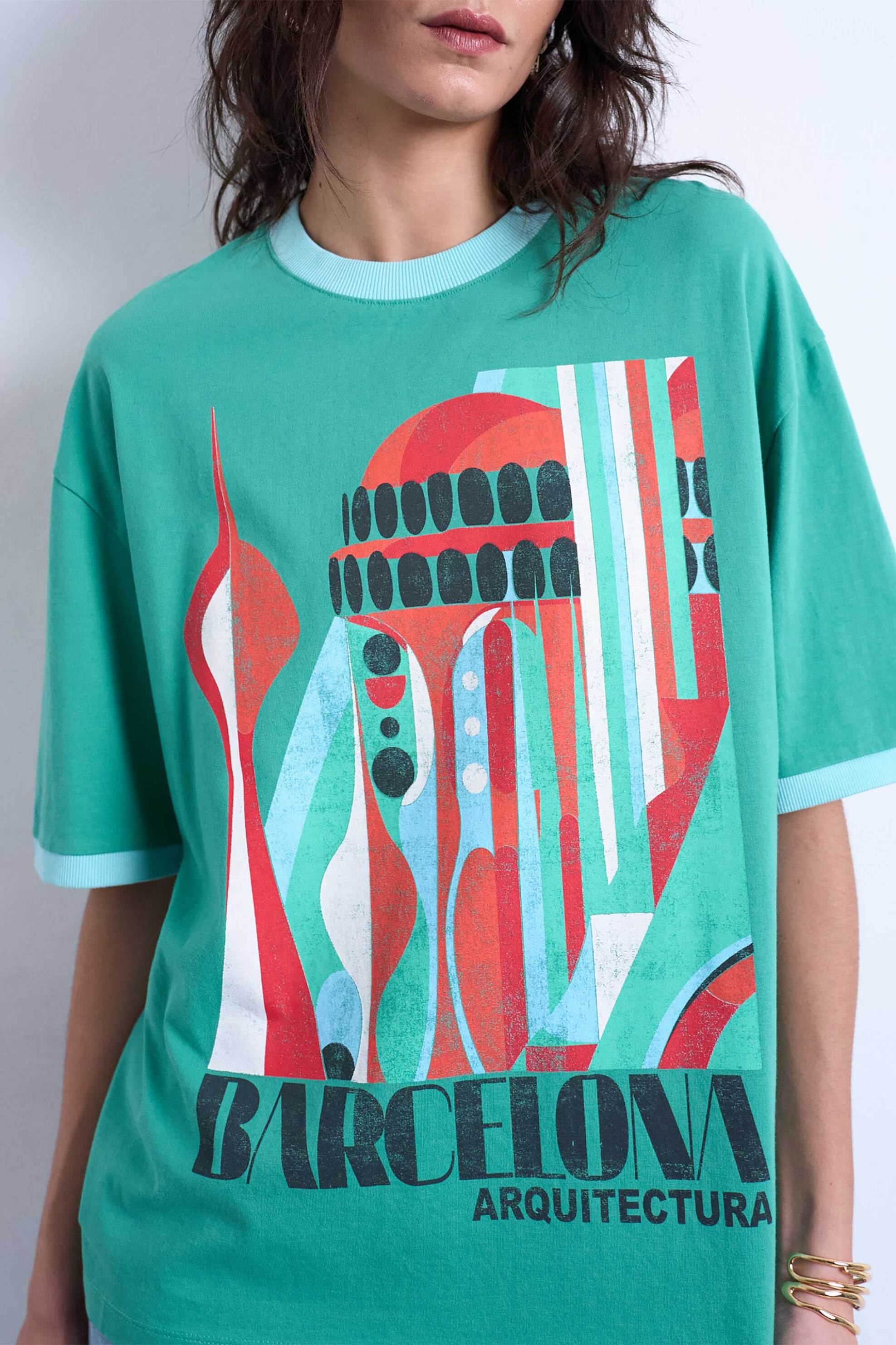 Topshop γυναικείο T-shirt με print "Tsemily" - 31000819 Πράσινο φωτογραφία