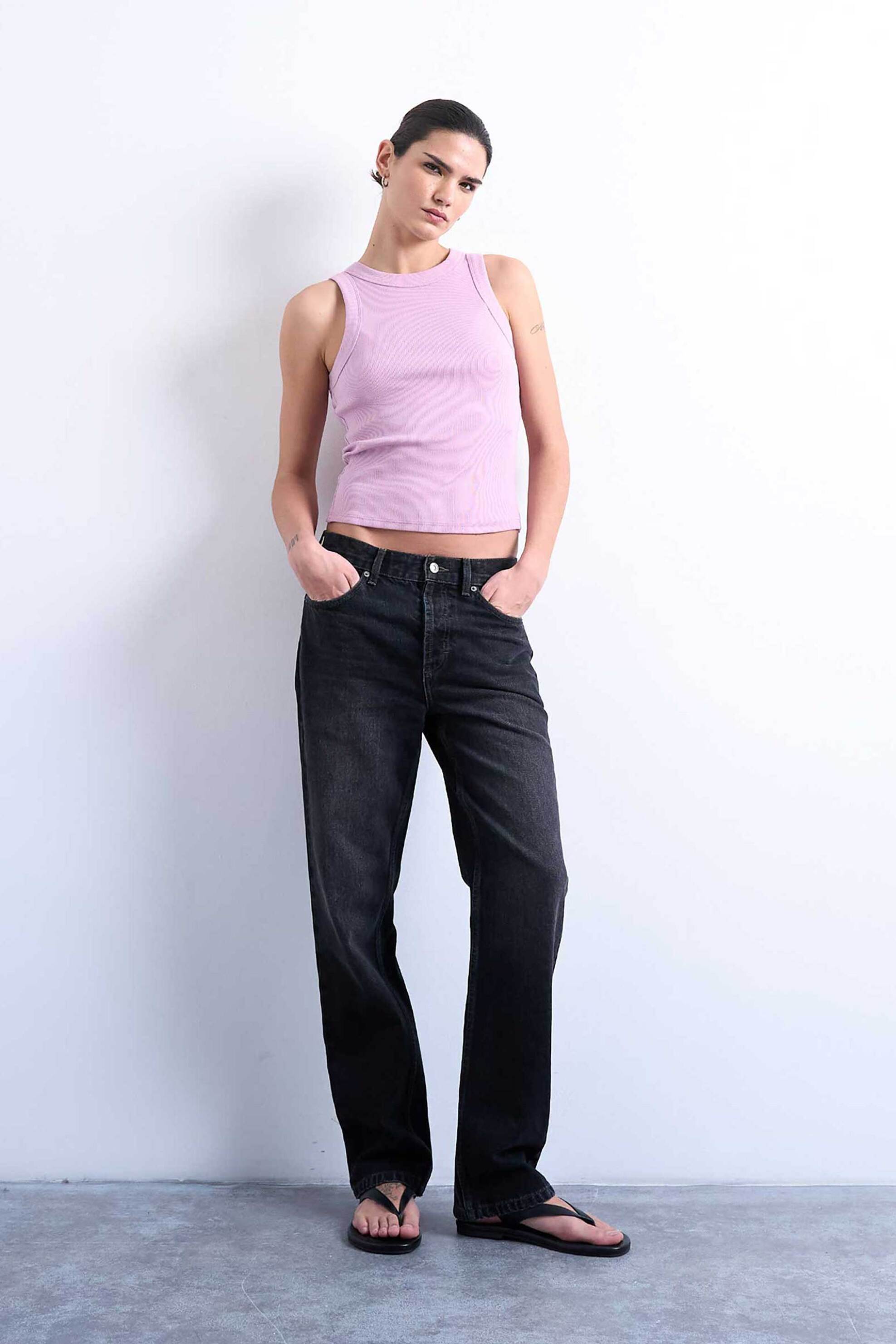 TOPSHOP Topshop γυναικείο τοπ μονόχρωμο αμάνικο "Μary" - 31000872 Ροζ Pastel - 2