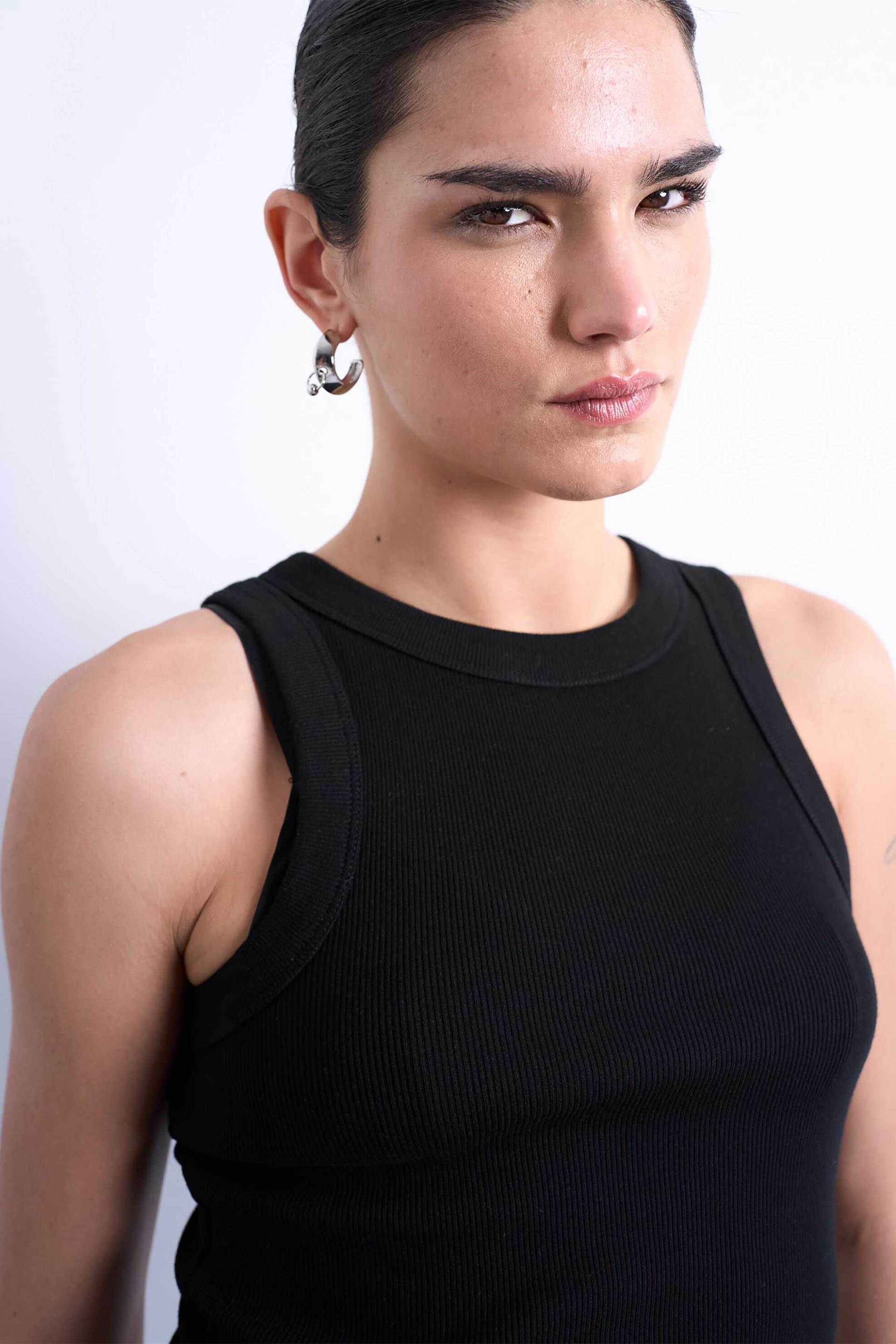 TOPSHOP Topshop γυναικείο τοπ μονόχρωμο αμάνικο "Μary" - 31000872 Μαύρο - 2