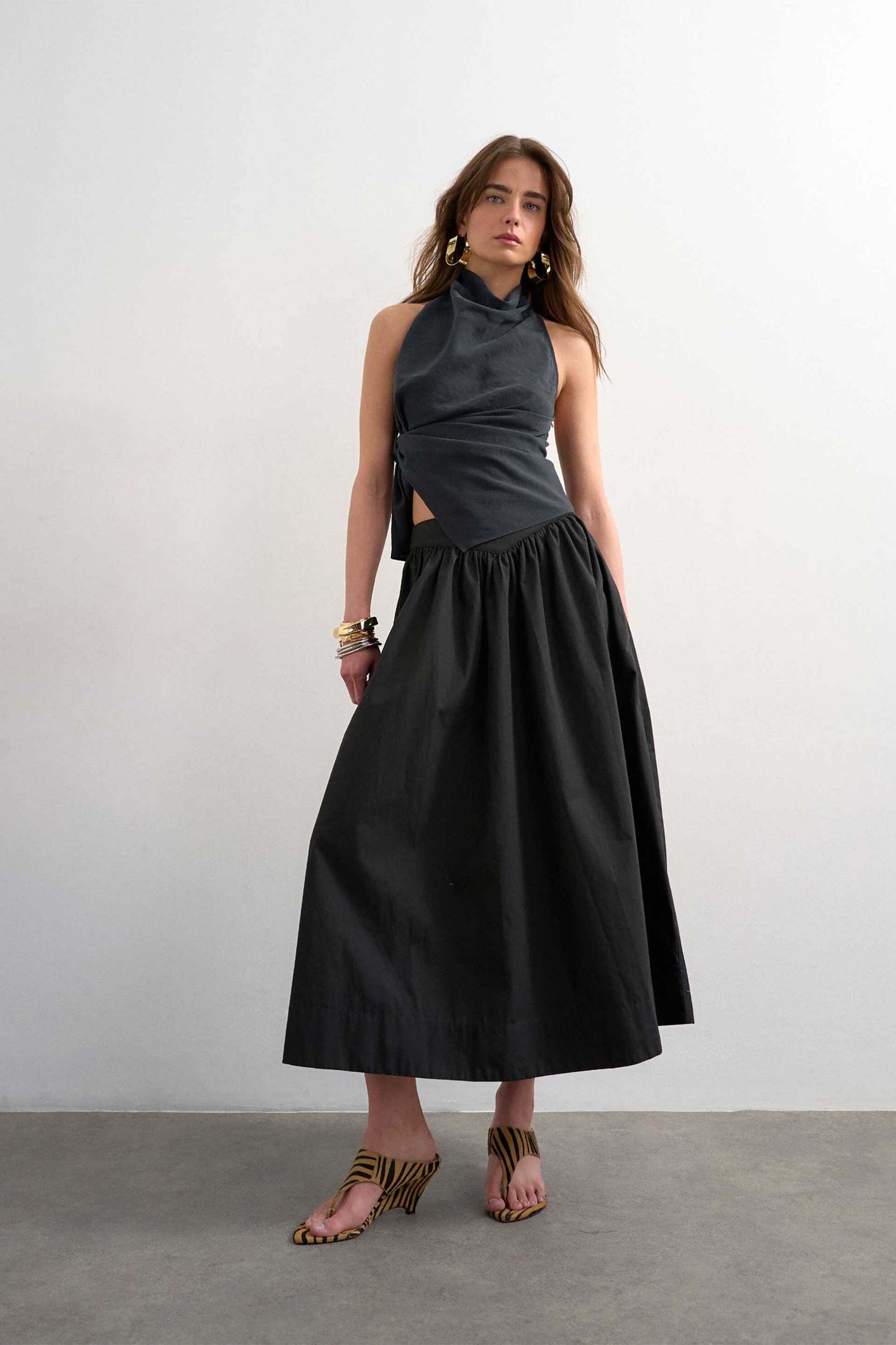 Topshop γυναικεία midi φούστα "Tssally" - 31000881 Μαύρο