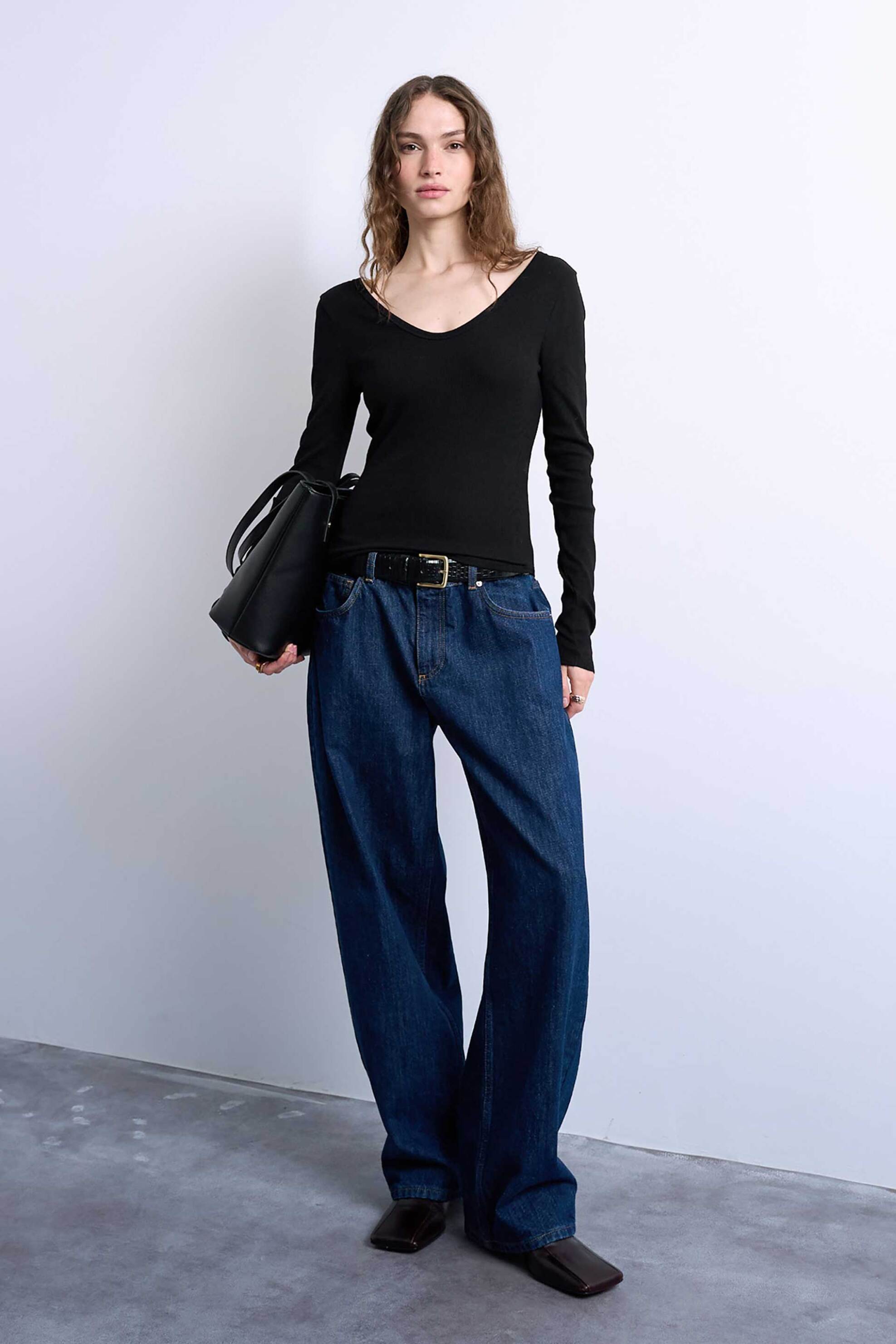 Topshop γυναικεία μπλούζα με ανοιχτή λαιμόκοψη "Wendy" - 31000884 Μαύρο φωτογραφία