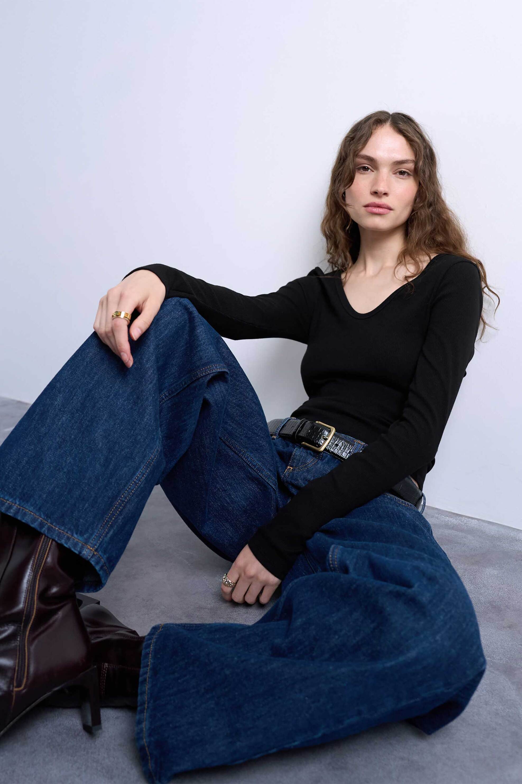 Topshop γυναικεία μπλούζα με ανοιχτή λαιμόκοψη "Wendy" - 31000884 Μαύρο φωτογραφία