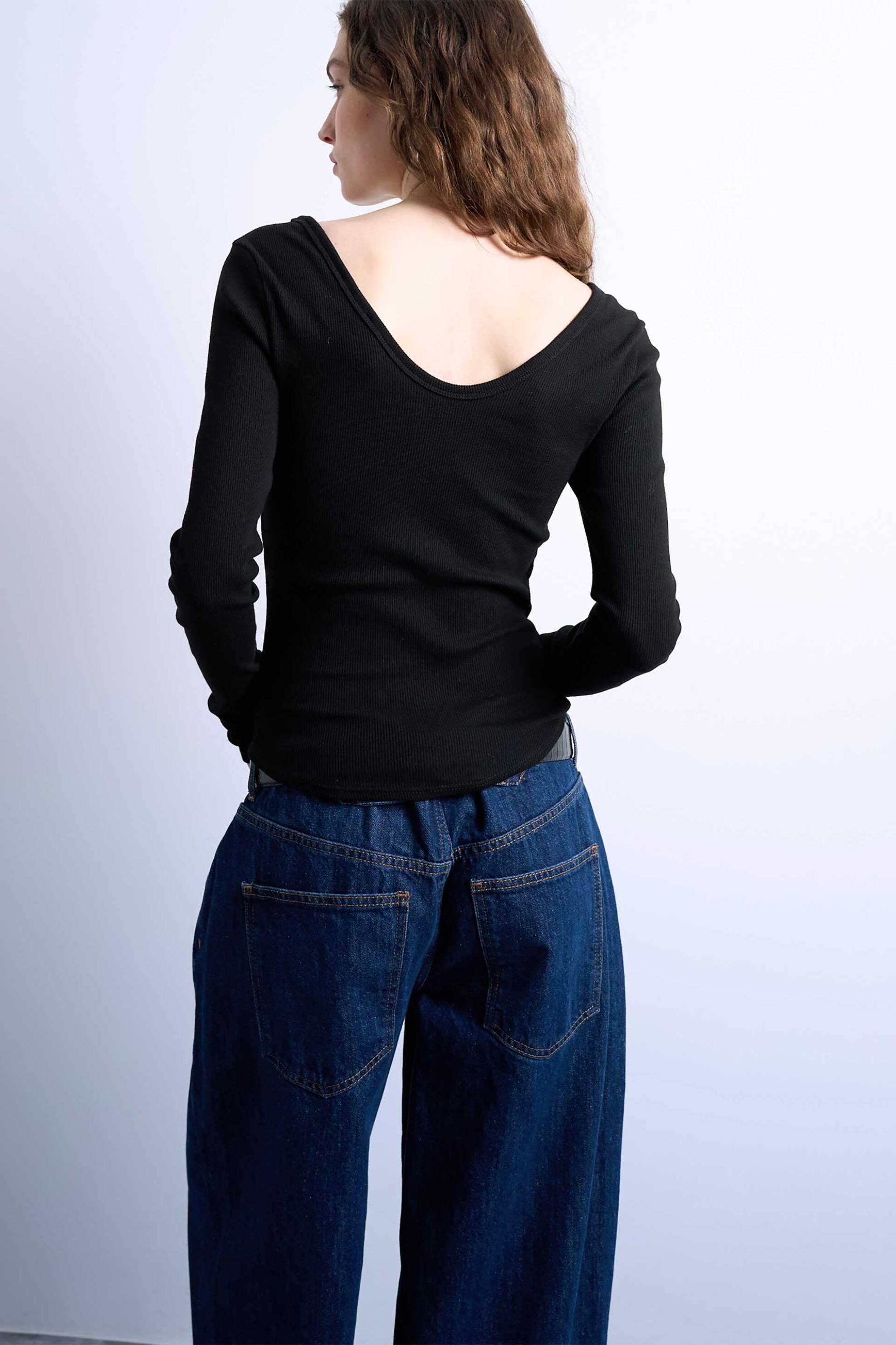 Topshop γυναικεία μπλούζα με ανοιχτή λαιμόκοψη "Wendy" - 31000884 Μαύρο φωτογραφία