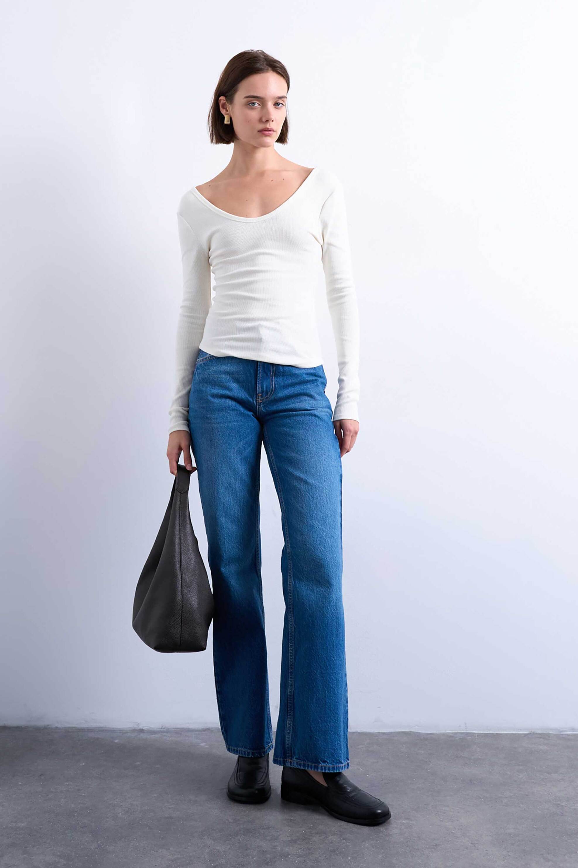 Topshop γυναικεία μπλούζα με ανοιχτή λαιμόκοψη 