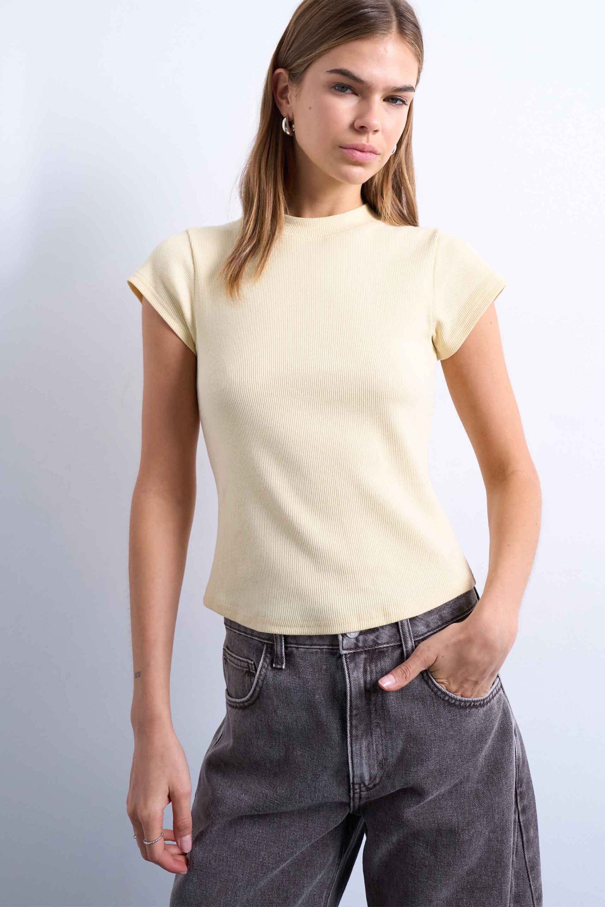 Topshop γυναικεία μπλούζα μονόχρωμη "Tsea" - 31000933 Κίτρινο Pastel