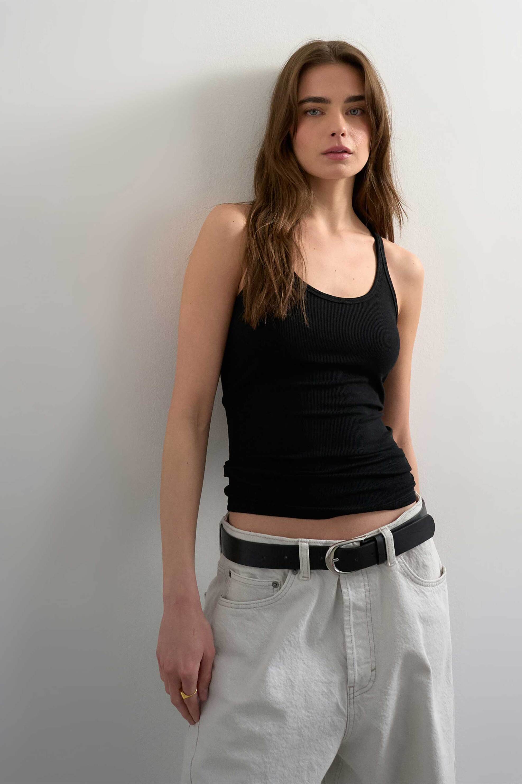 TOPSHOP Topshop γυναικεία μπλούζα ribbed "EA" - 31000858 Μαύρο