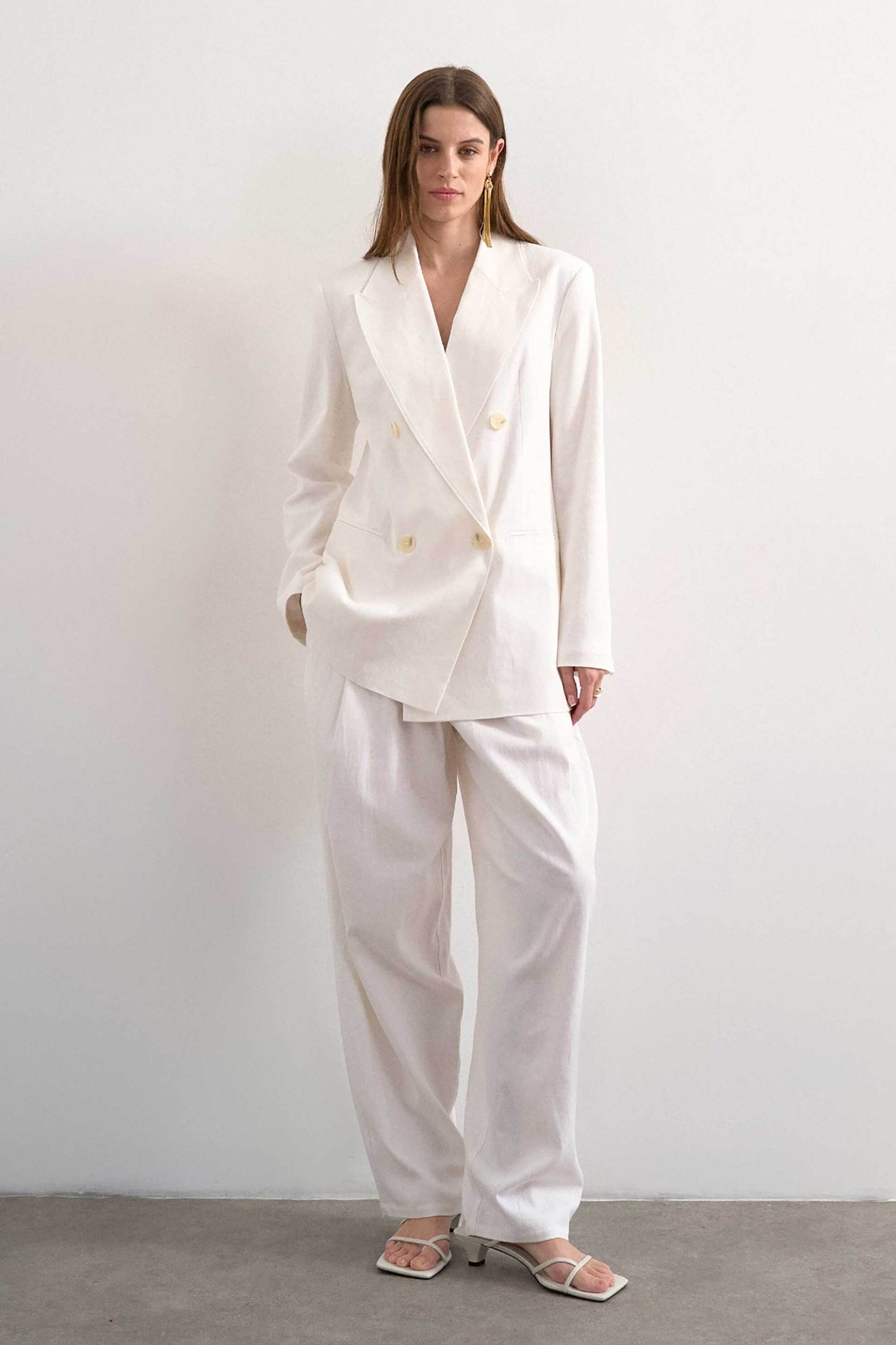 Topshop γυναικείο παντελόνι Barrel Fit "Bina" - 31000842 Λευκό