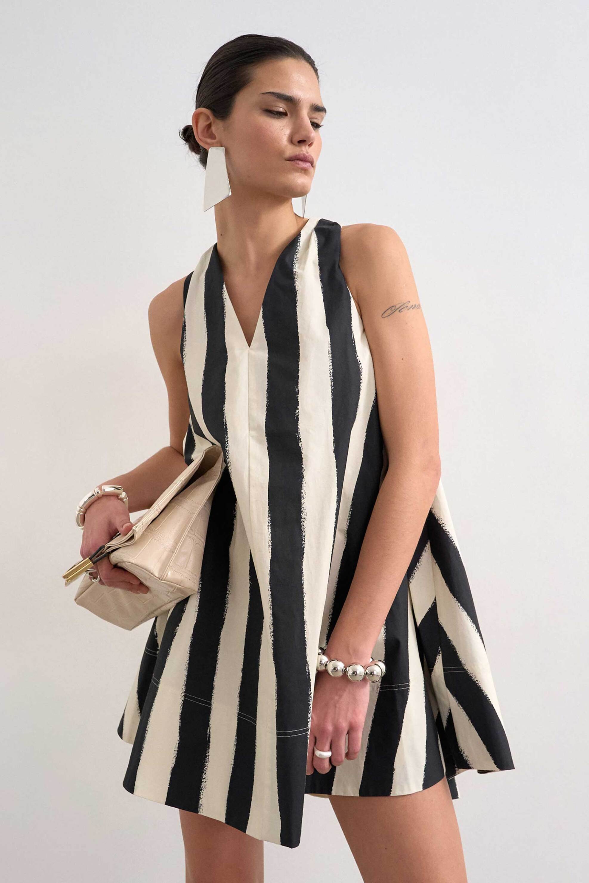 Topshop γυναικείο mini φόρεμα ριγέ "Nora" - 31000777 Μαύρο