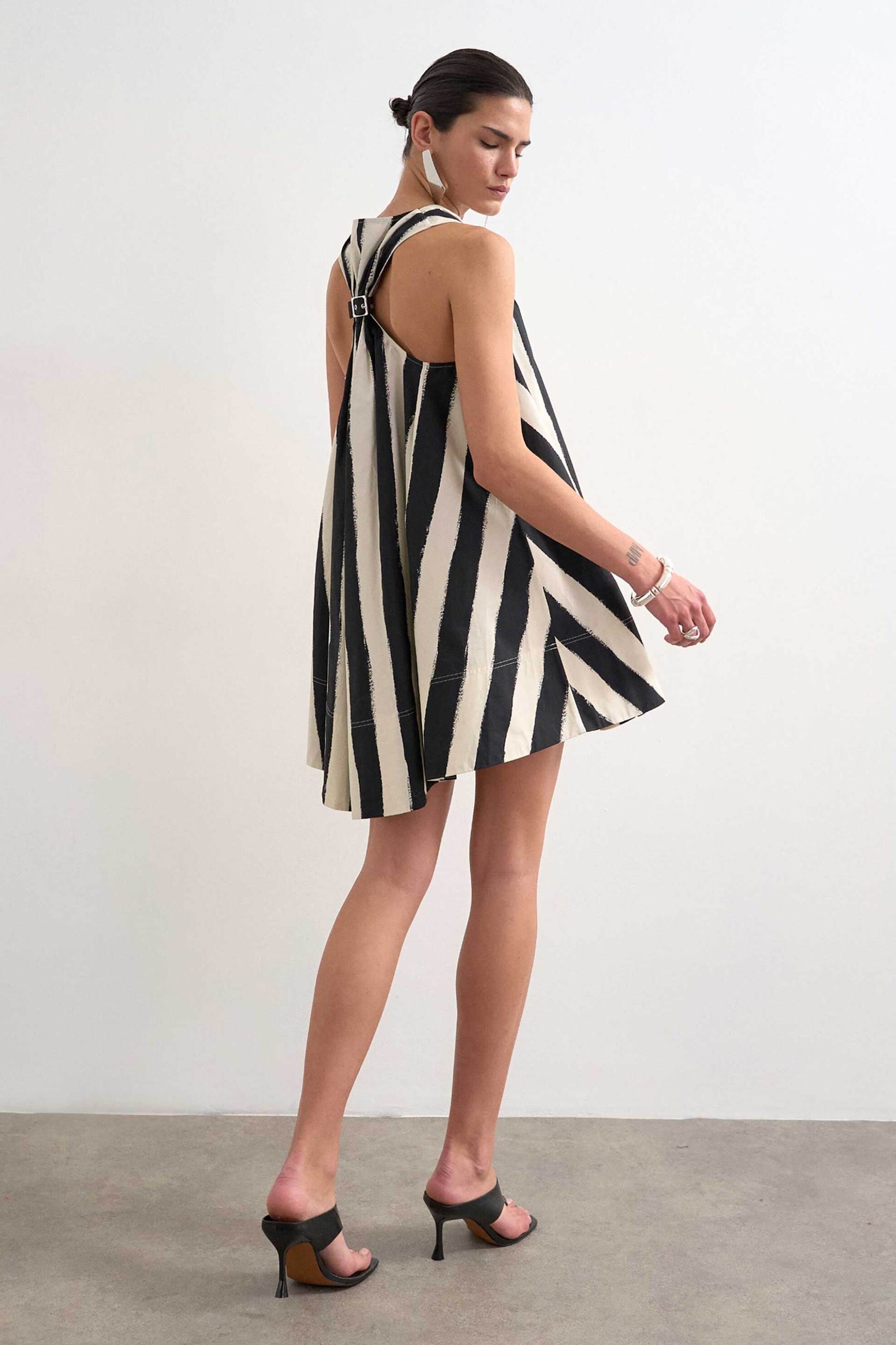 Topshop Γυναικείο Mini Φόρεμα Ριγέ Nora - 31000777 Μαύρο