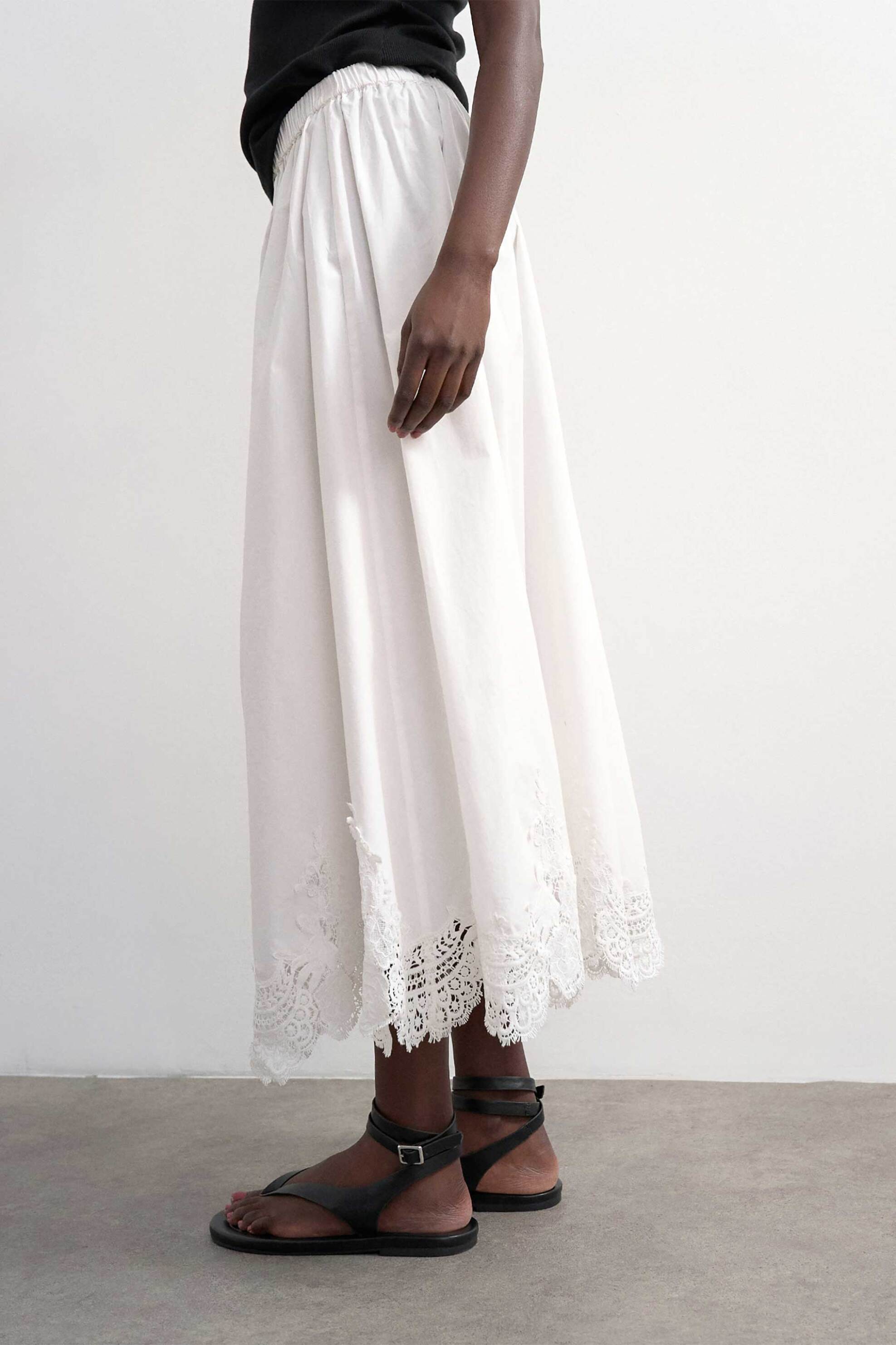 TOPSHOP Topshop γυναικεία midi φούστα με δαντέλα "Lina" - 31000867 Λευκό - 2