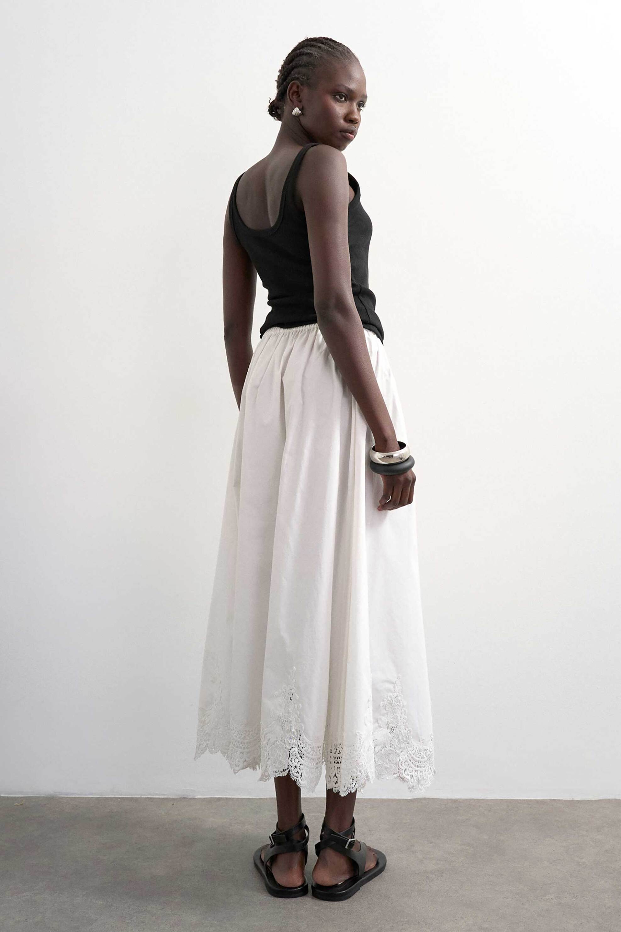 TOPSHOP Topshop γυναικεία midi φούστα με δαντέλα "Lina" - 31000867 Λευκό - 3