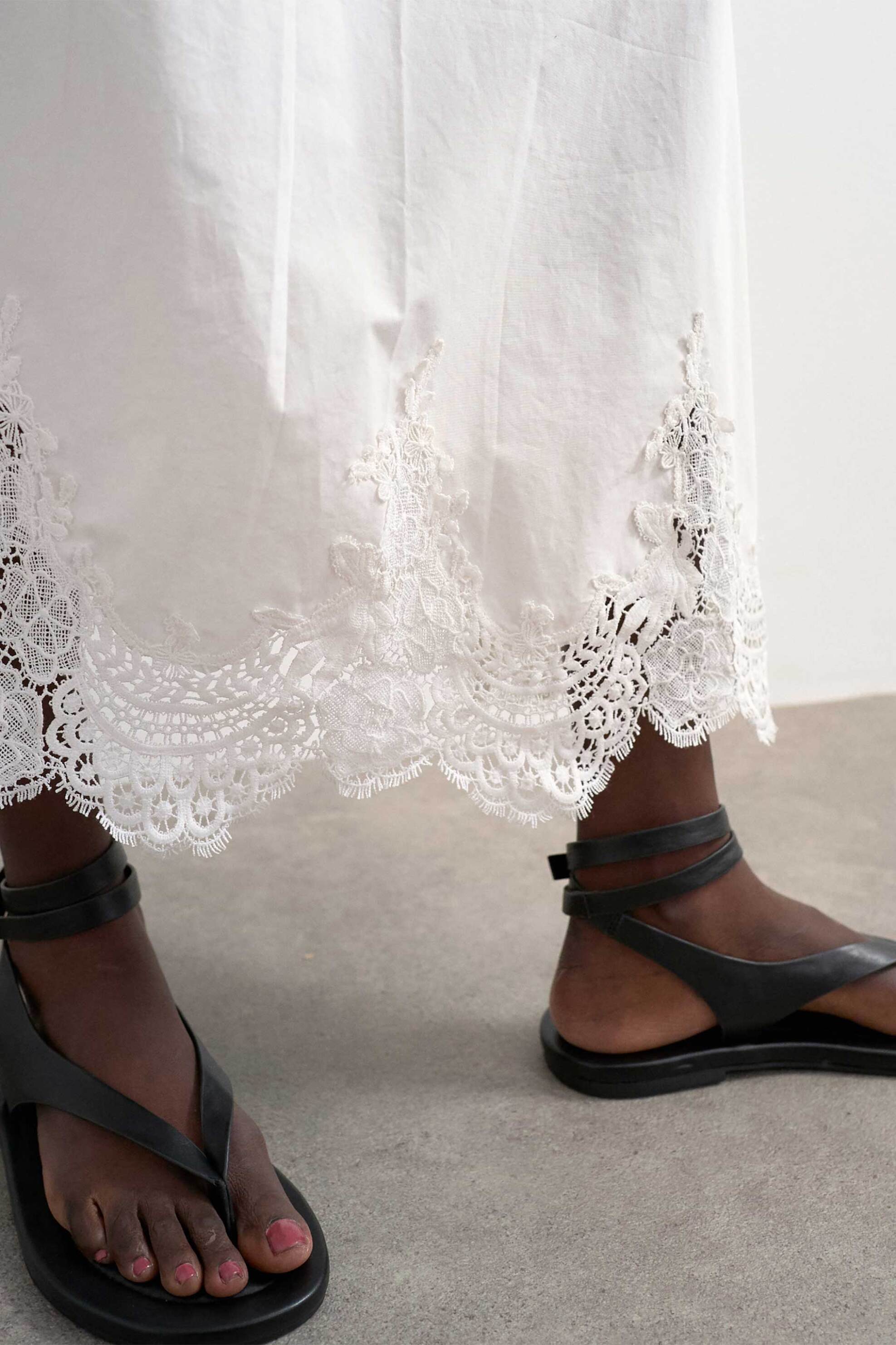 Topshop Γυναικεία Midi Φούστα με Δαντέλα Lina - 31000867 Λευκό