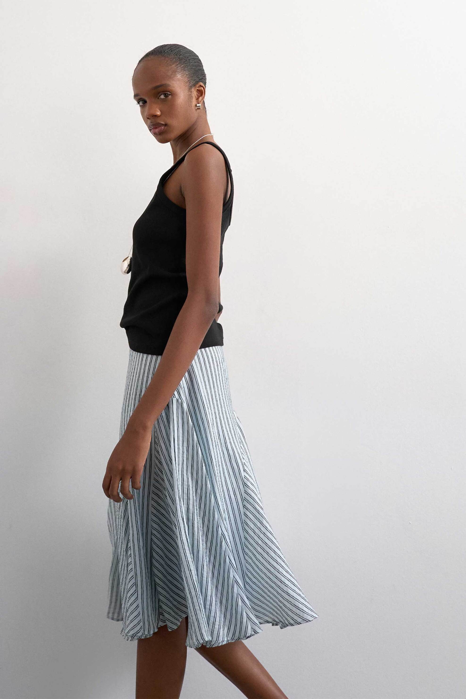 TOPSHOP Topshop γυναικεία midi φούστα ριγέ "Elowen" - 31001157 Μαύρο - 2