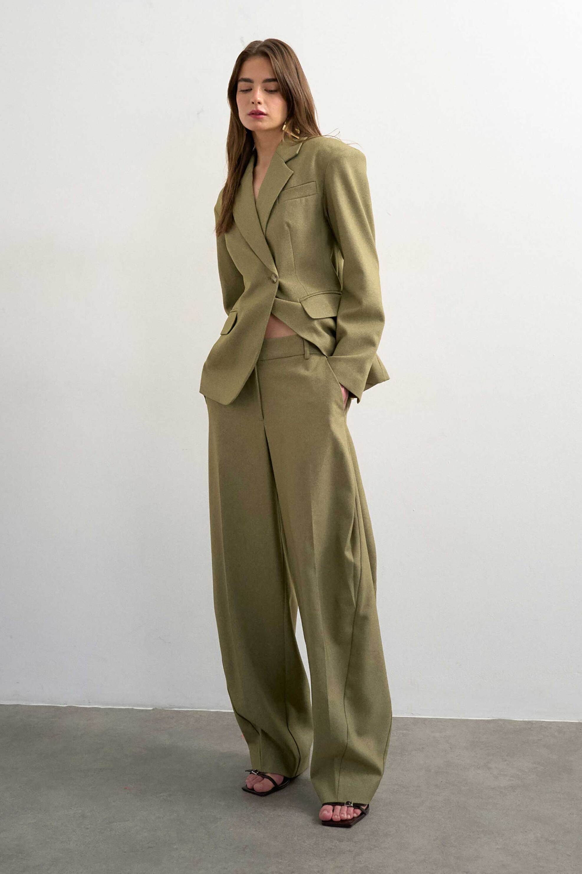 TOPSHOP Topshop γυναικείο παντελόνι Straight Fit "Palea" - 31000873 Λαδί - 3