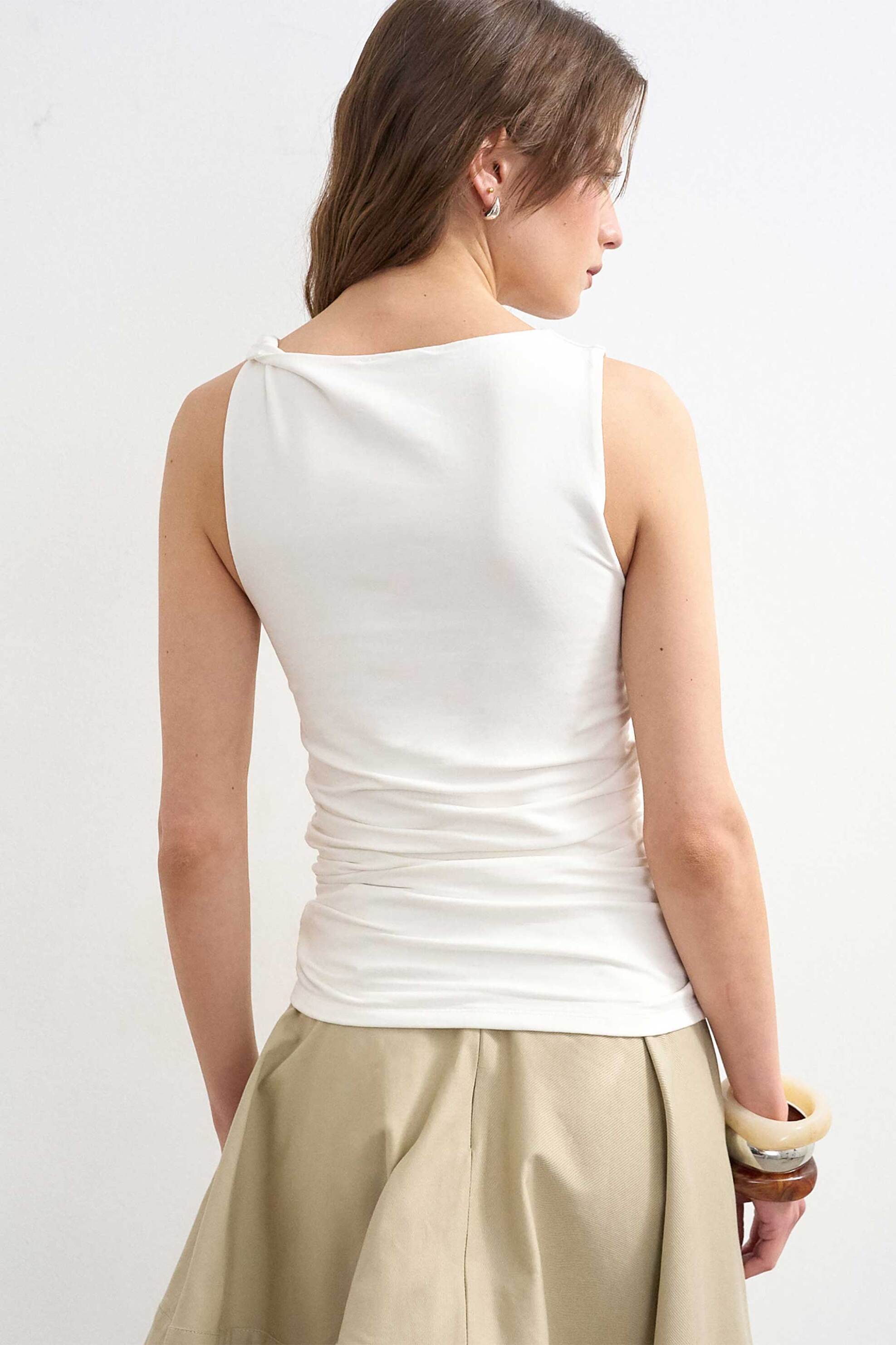 Topshop Γυναικείο Τοπ Αμάνικο Kia - 31001080 Λευκό