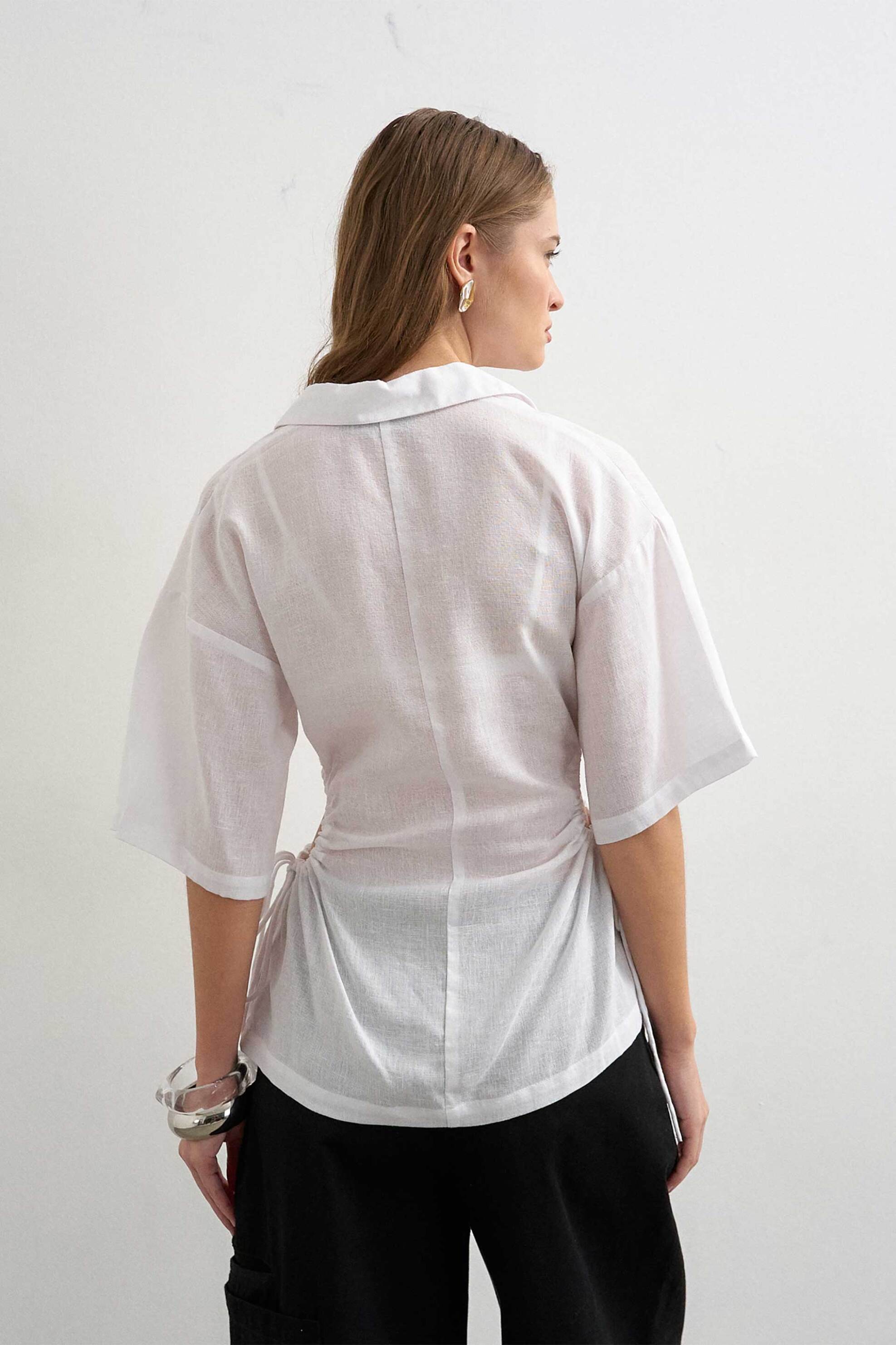 Topshop Γυναικείο Πουκάμισο με Cut Out Σχέδιο Zola - 31001150 Λευκό
