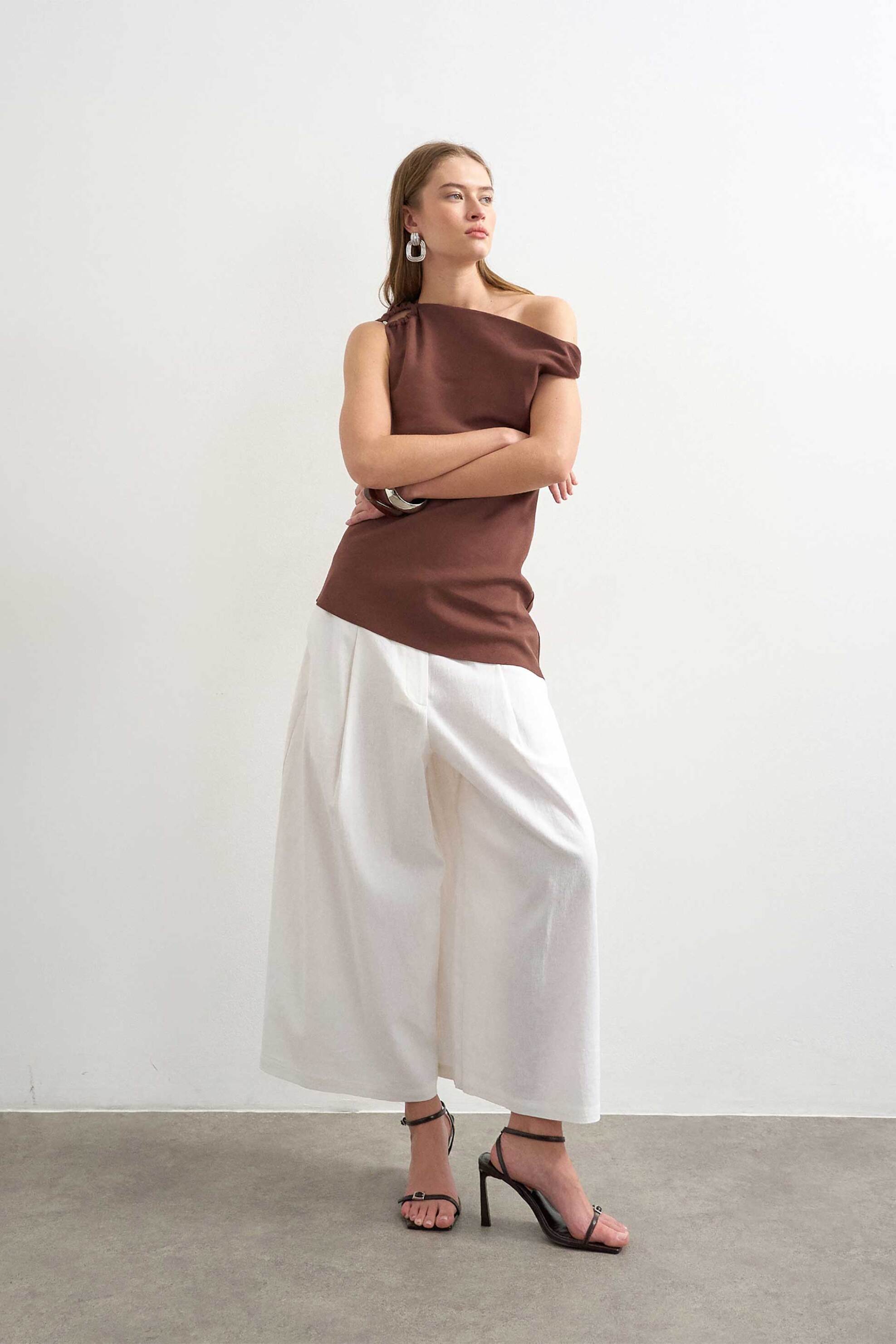 Topshop γυναικείο παντελόνι culotte "Malin" - 31001124 Λευκό
