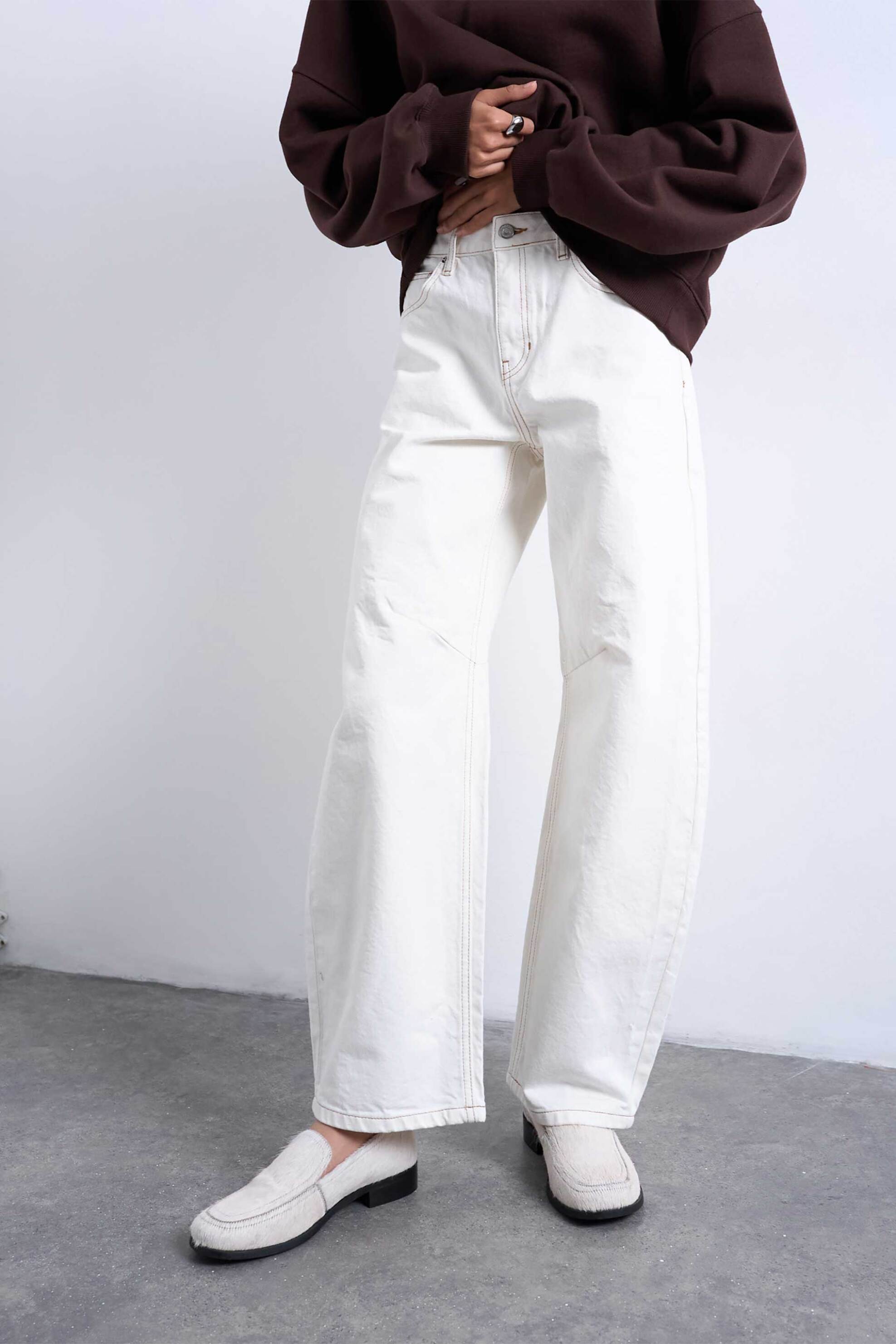 Topshop γυναικείο τζιν παντελόνι Barrel Fit - 31000663 Λευκό