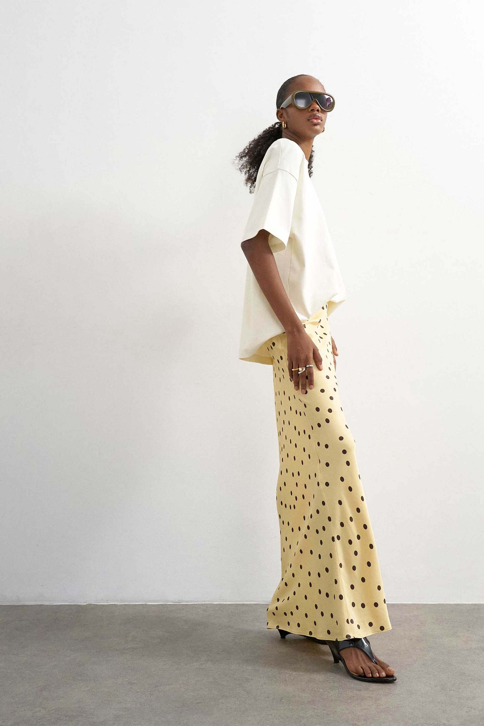 TOPSHOP Topshop γυναικεία maxi φούστα με πουά σχέδιο "Malene" - 31001704 Κίτρινο - 3