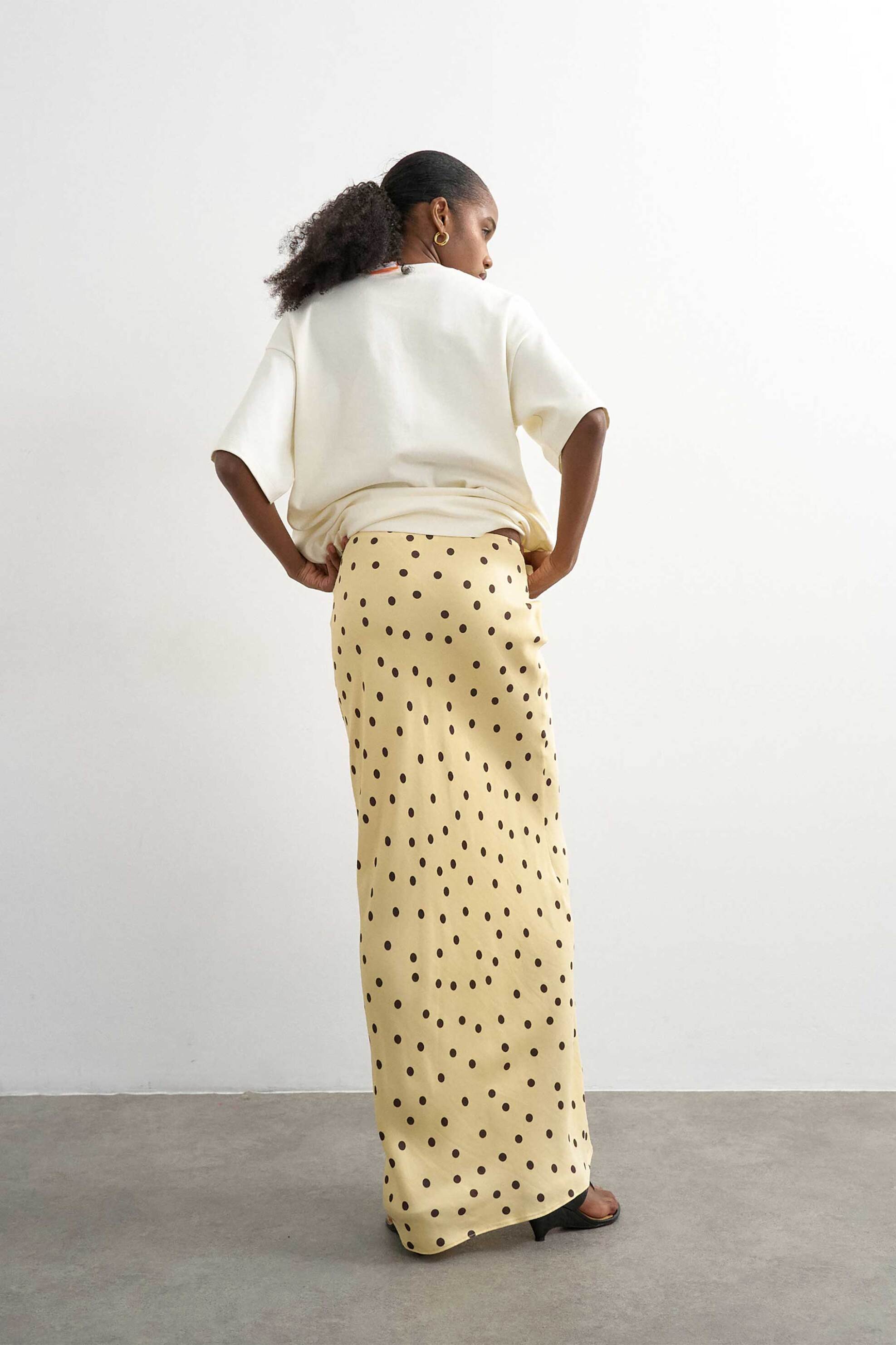 Topshop Γυναικεία Maxi Φούστα με Πουά Σχέδιο Malene - 31001704 Κίτρινο