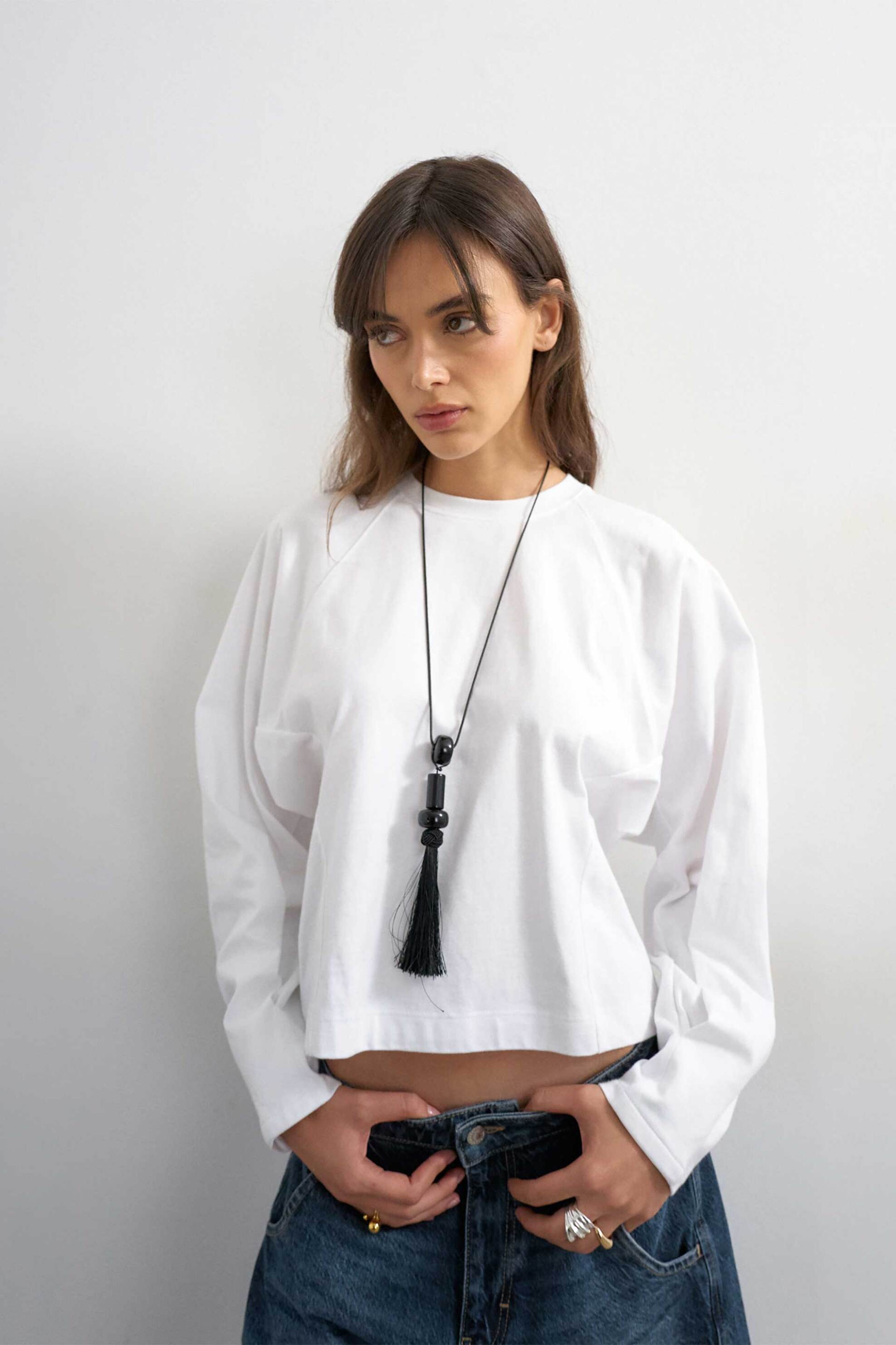 Topshop γυναικεία μπλούζα μονόχρωμη με μακρύ μανίκι 