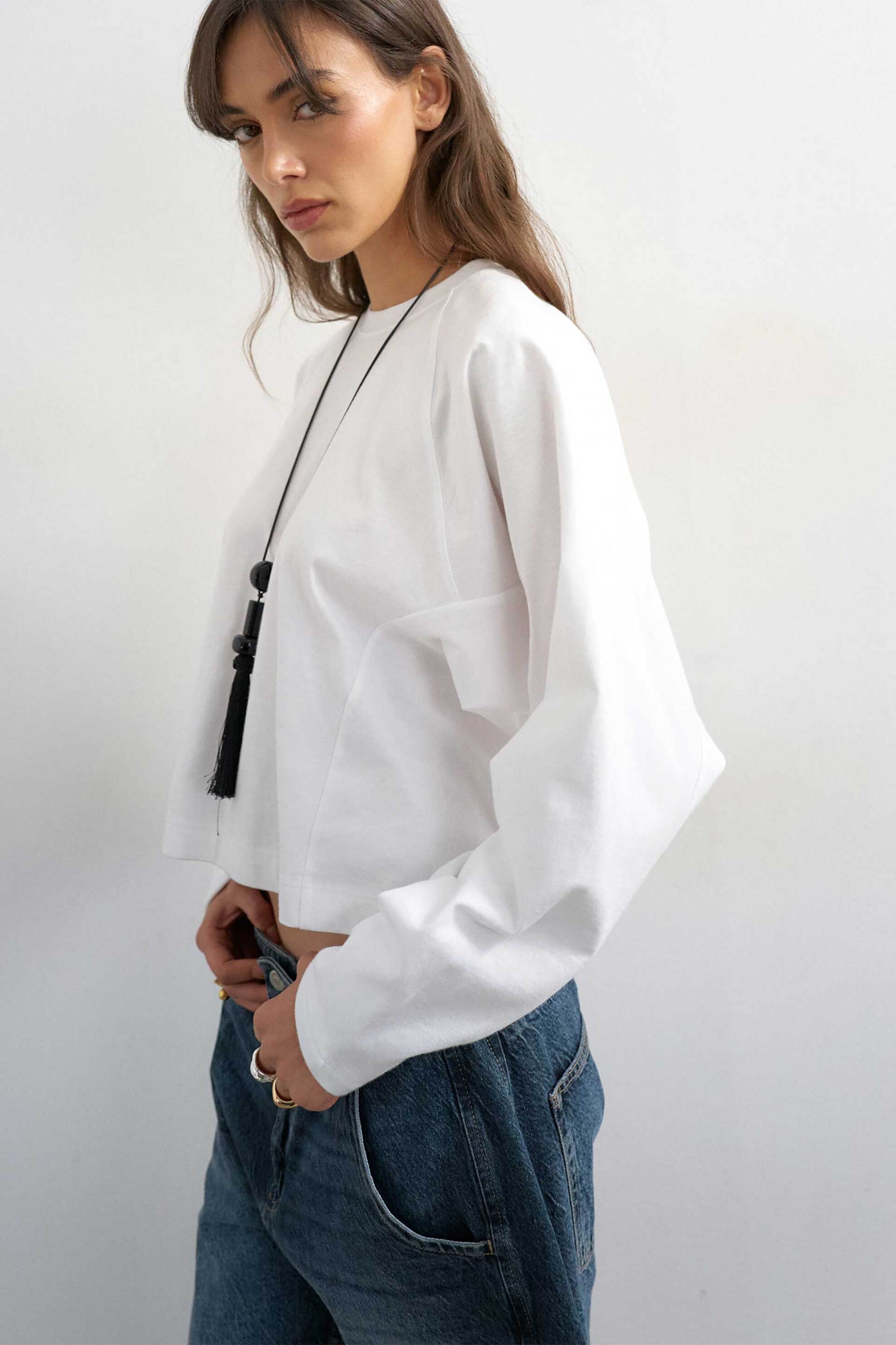 Topshop γυναικεία μπλούζα μονόχρωμη με μακρύ μανίκι 