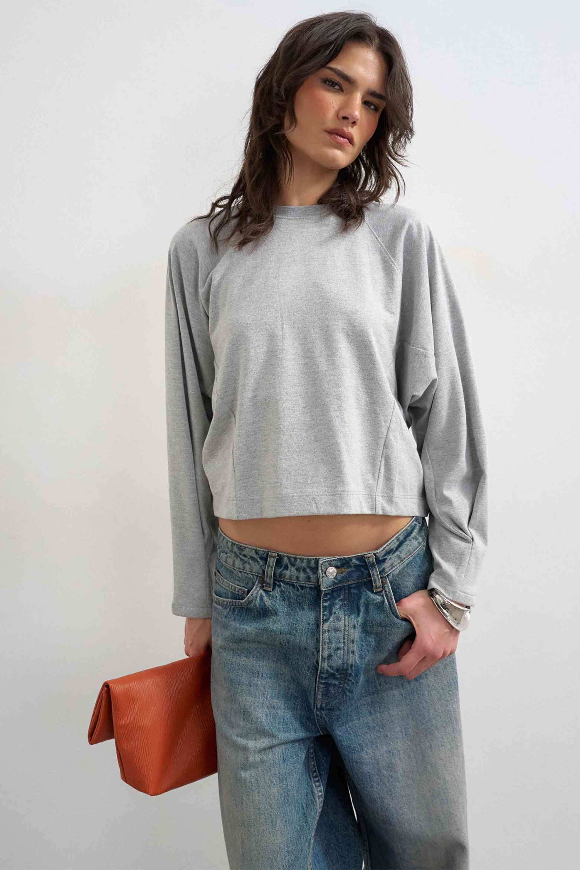 Topshop γυναικεία μπλούζα μονόχρωμη με μακρύ μανίκι 
