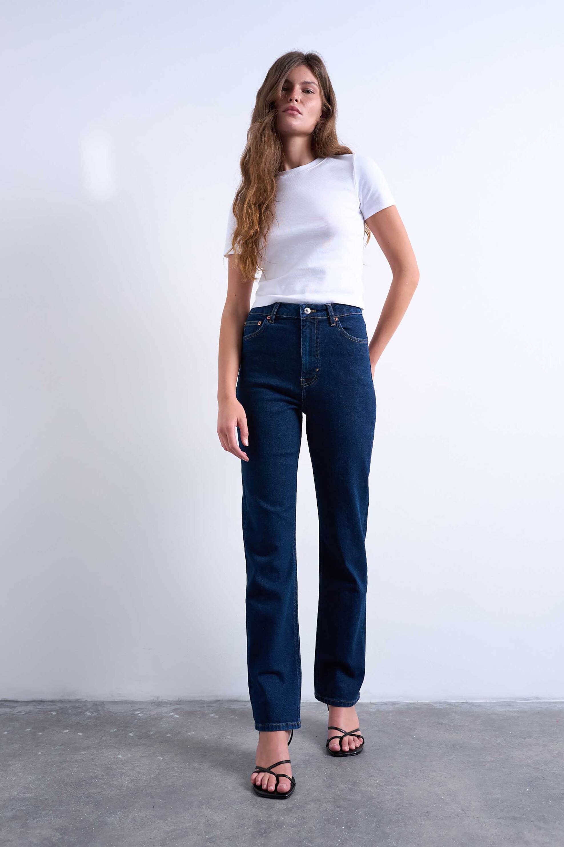 Topshop γυναικείο ψηλόμεσο τζιν παντελόνι Slim Straight Fit 