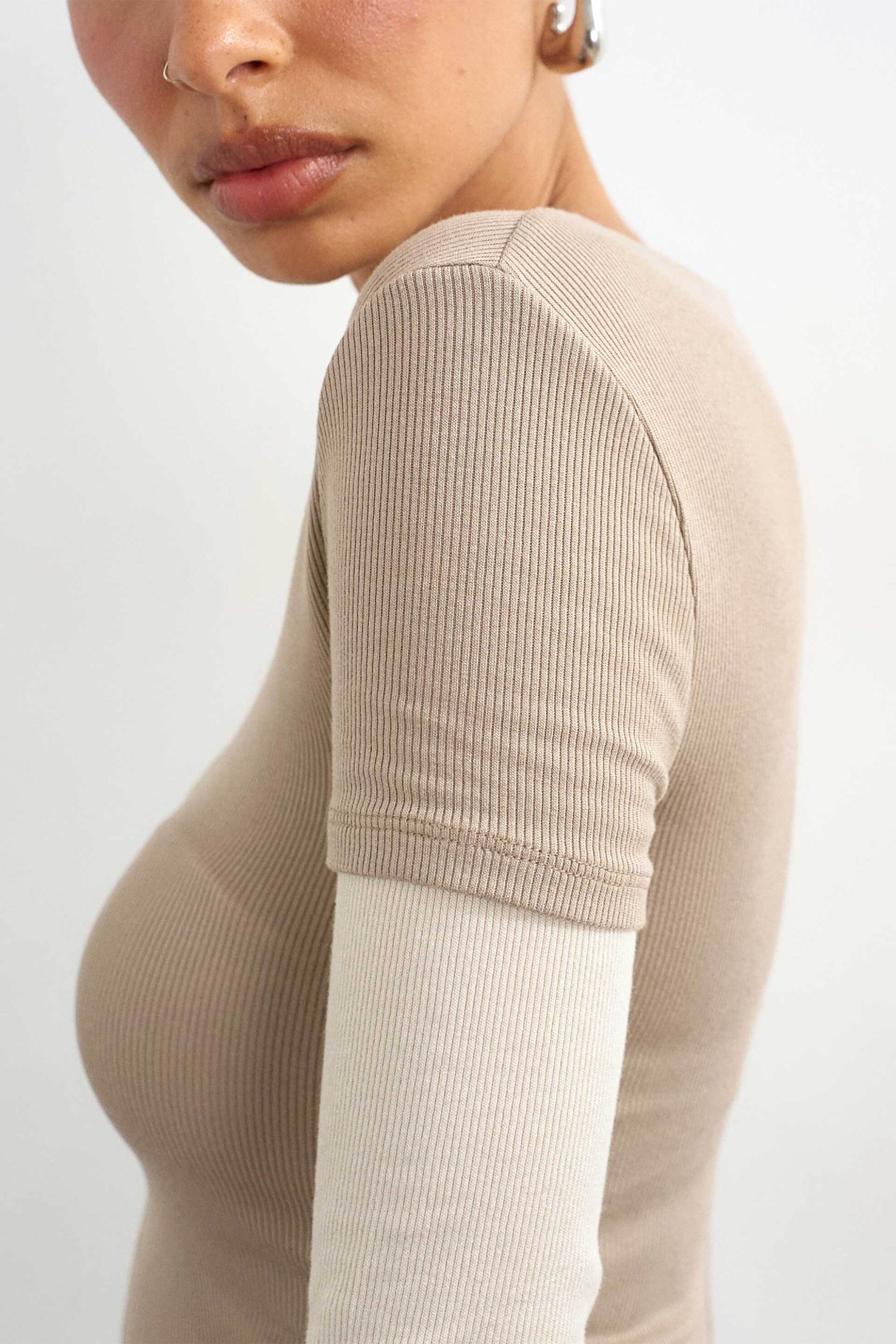 TOPSHOP Topshop γυναικείο τοπ ribbed "Belia" - 31002206 Μπεζ - 3