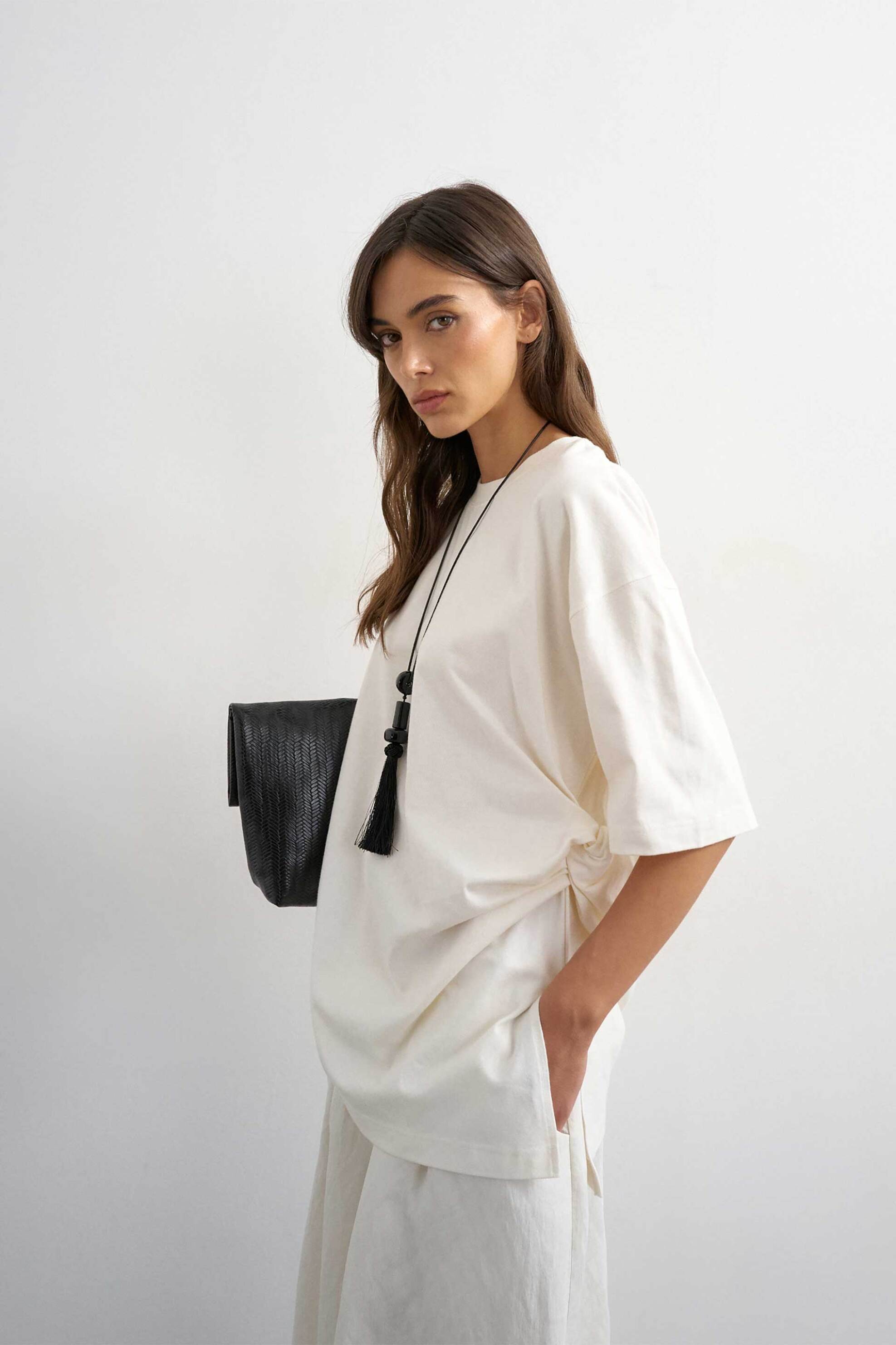 TOPSHOP Topshop γυναικείο T-shirt μονόχρωμο Oversize Fit "Rikka" - 31001438 Υπόλευκο - 3