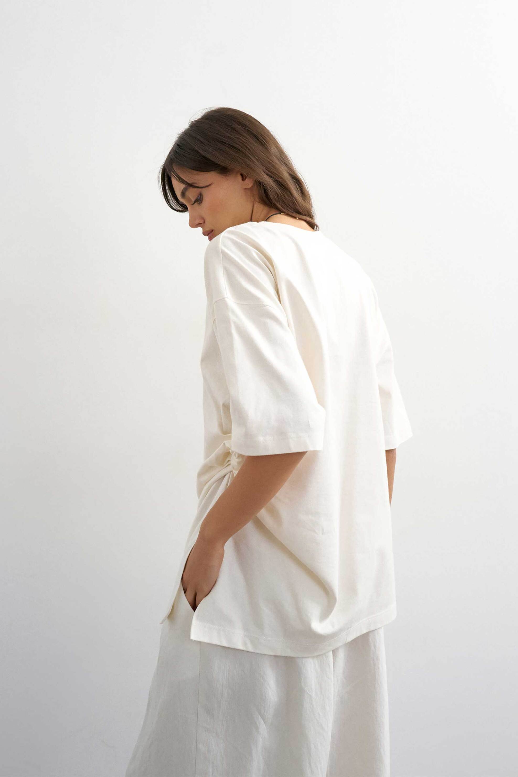 TOPSHOP Topshop γυναικείο T-shirt μονόχρωμο Oversize Fit "Rikka" - 31001438 Υπόλευκο - 4