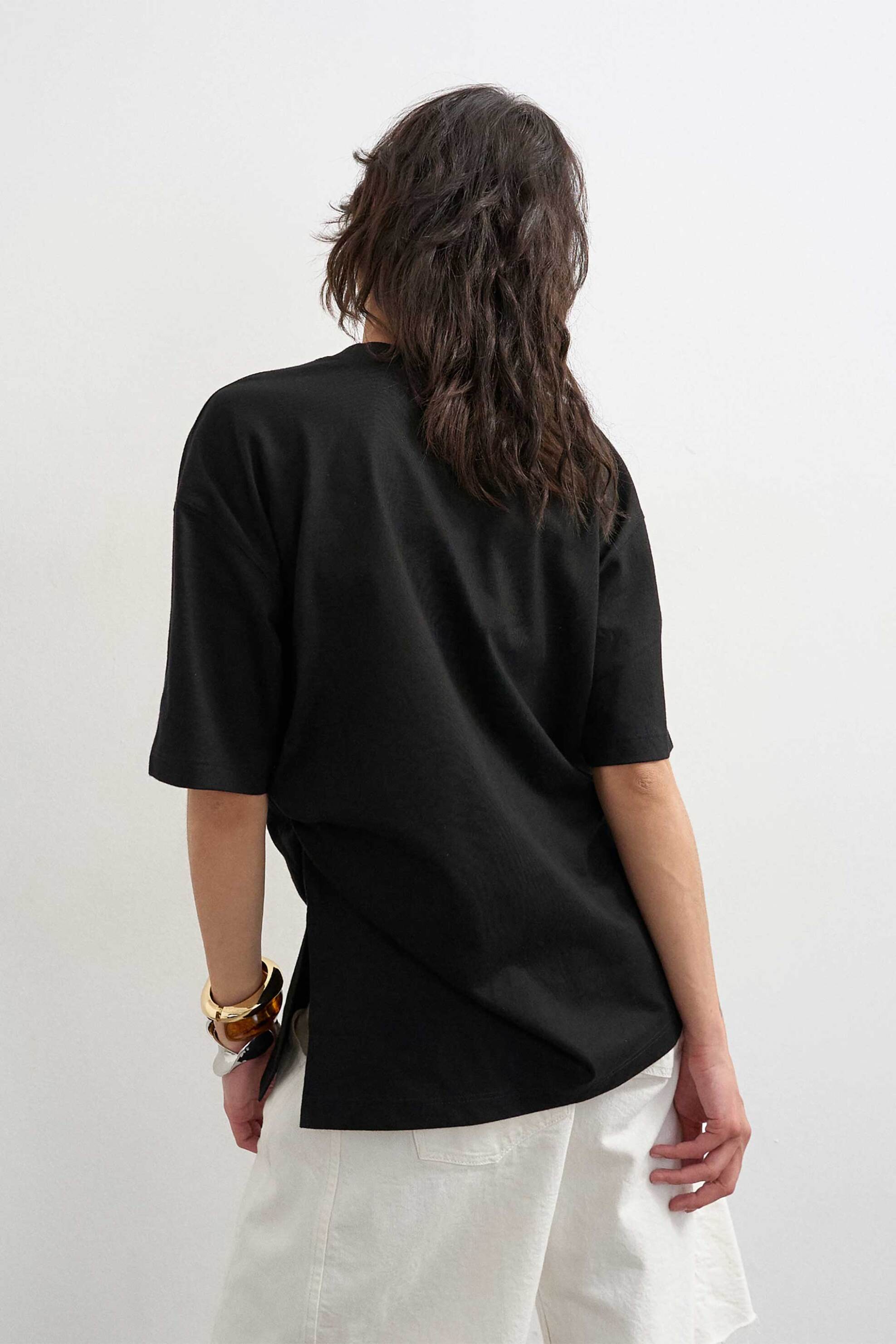 Topshop Γυναικείο T-Shirt Μονόχρωμο Oversize Fit Rikka - 31001438 Μαύρο