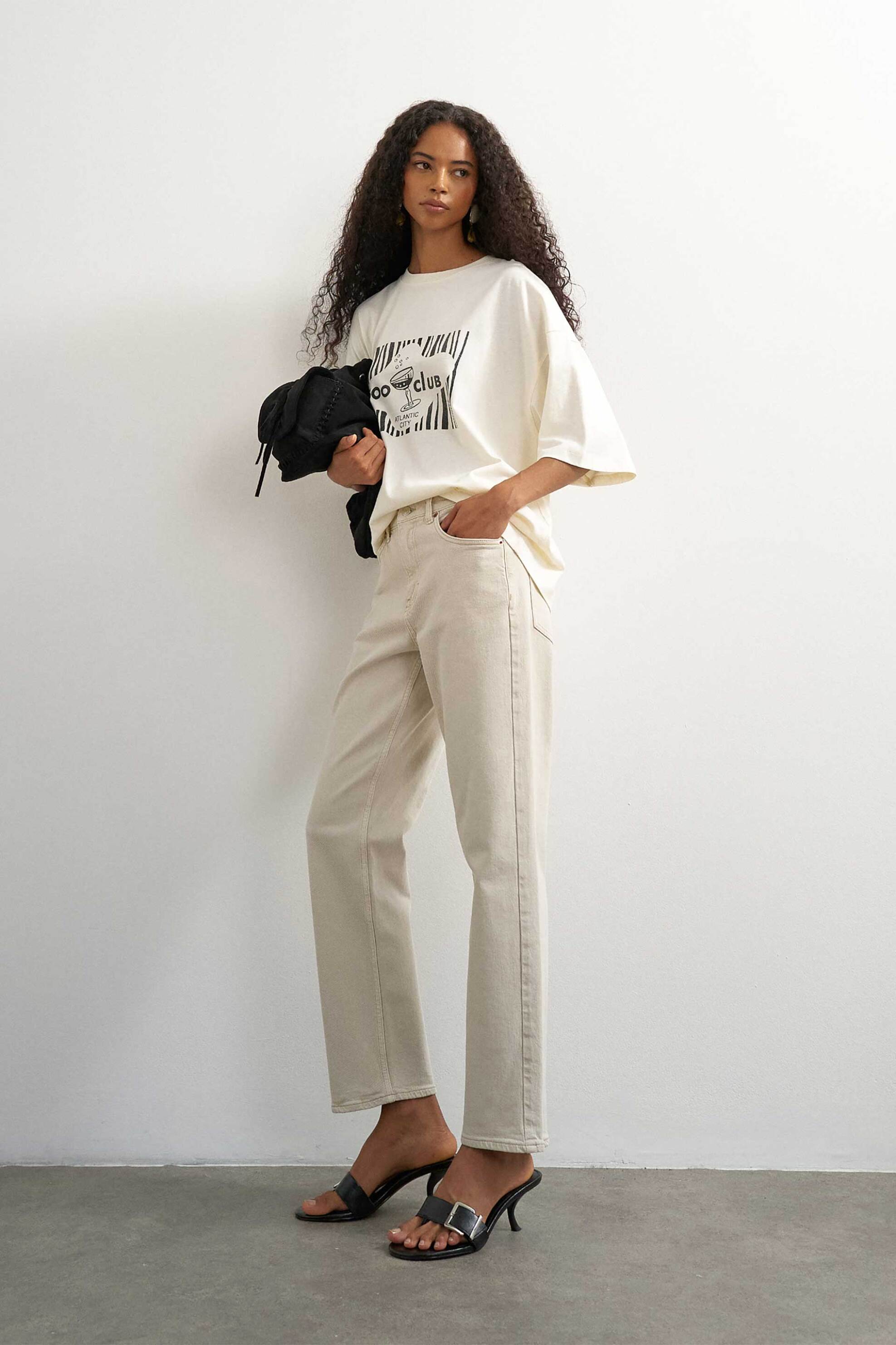 TOPSHOP Topshop γυναικείο τζιν παντελόνι Regular Fit "Orson" - 31002148 Εκρού