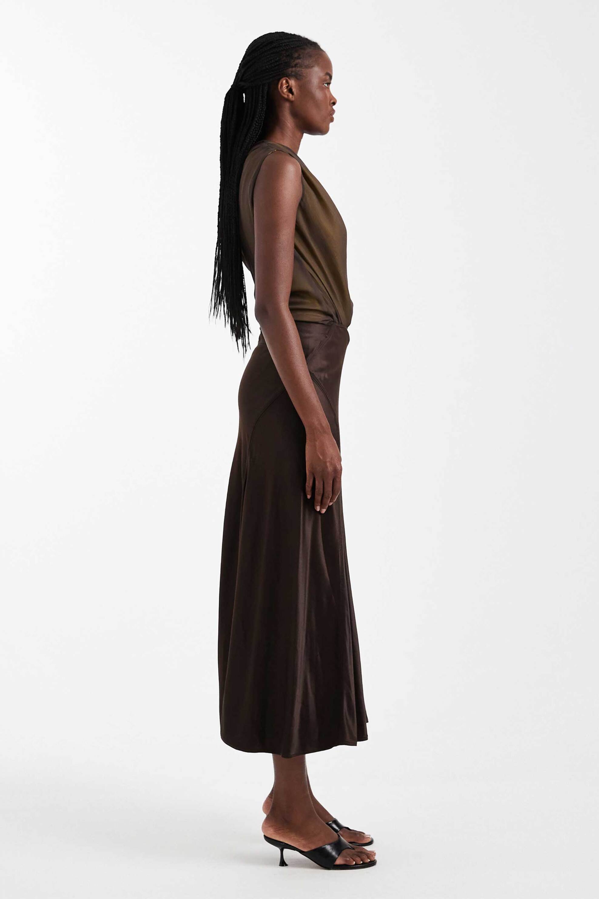 Topshop γυναικεία midi φούστα σατέν 