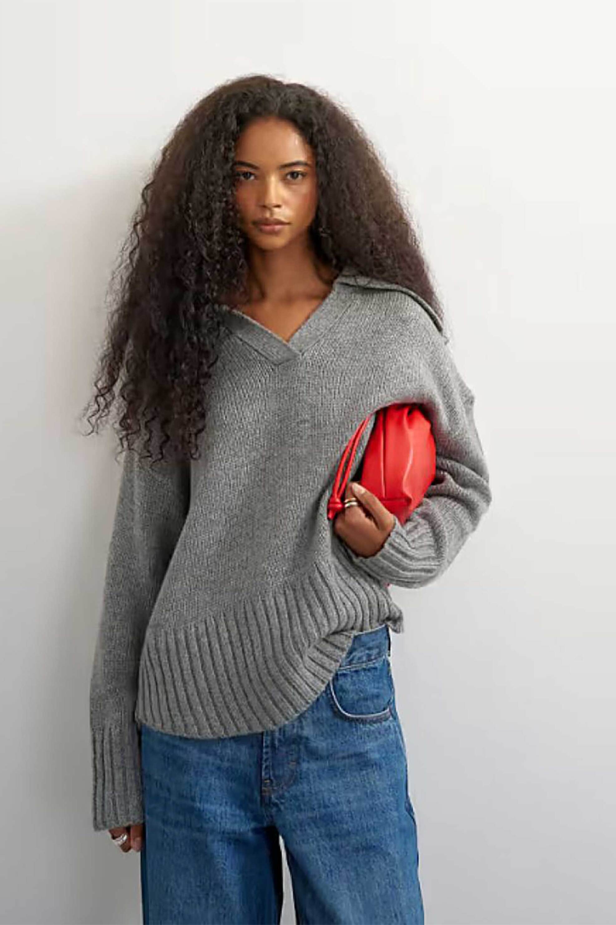 Topshop γυναικείο πουλόβερ με πόλο γιακά 