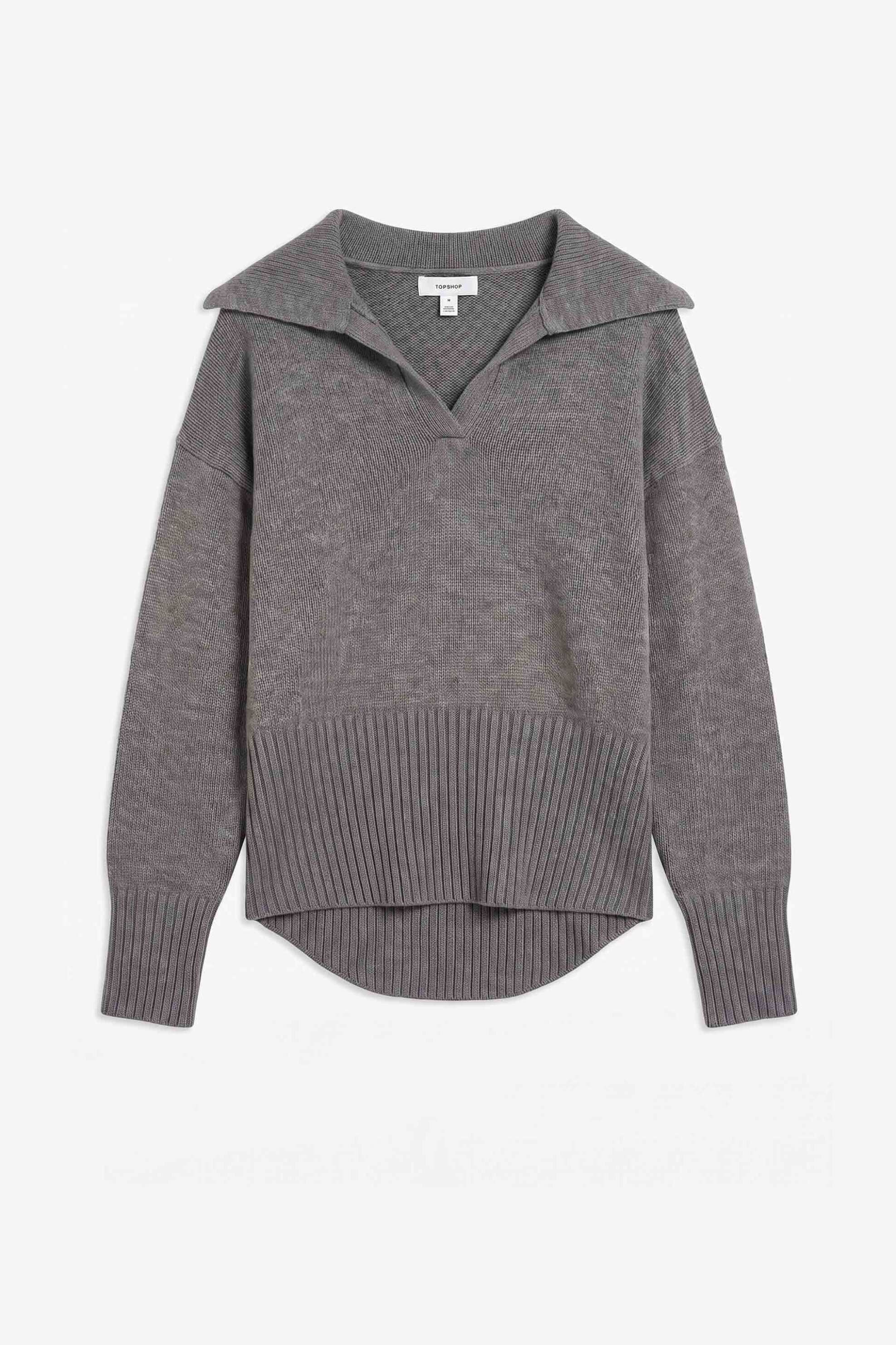 TOPSHOP Topshop γυναικείο πουλόβερ με πόλο γιακά "Fay" - 31001416 Γκρι - 4