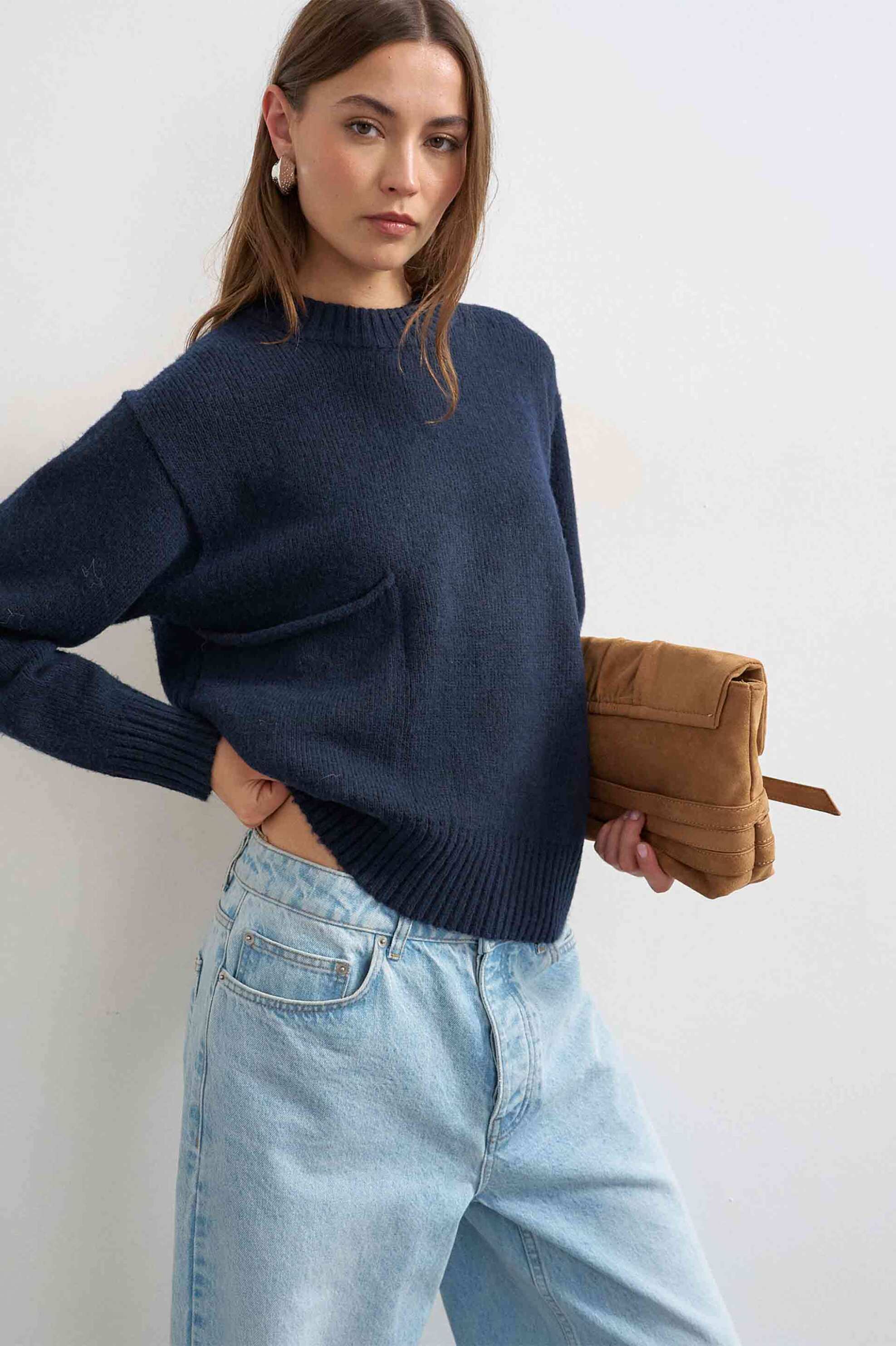 Topshop γυναικείο πουλόβερ με τσέπη 