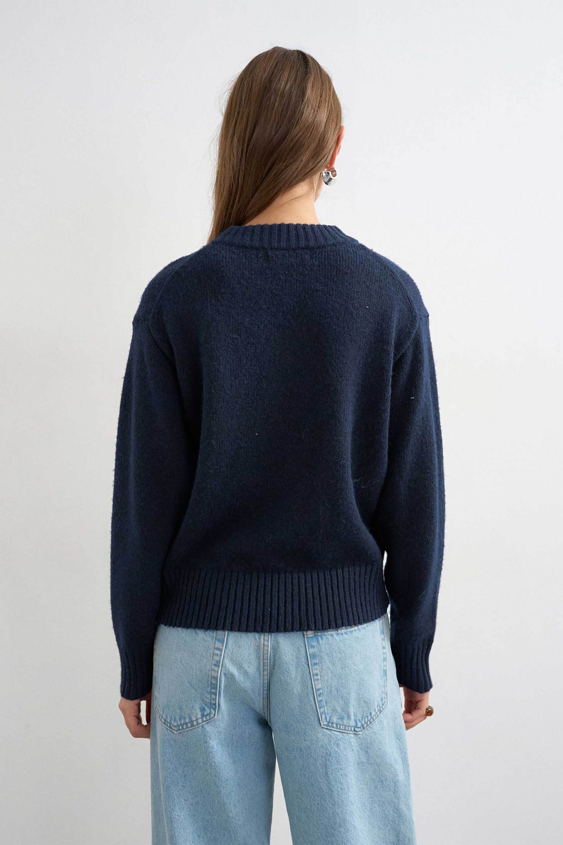 TOPSHOP Topshop γυναικείο πουλόβερ με τσέπη "Frankie" - 31001417 Μπλε Σκούρο - 3